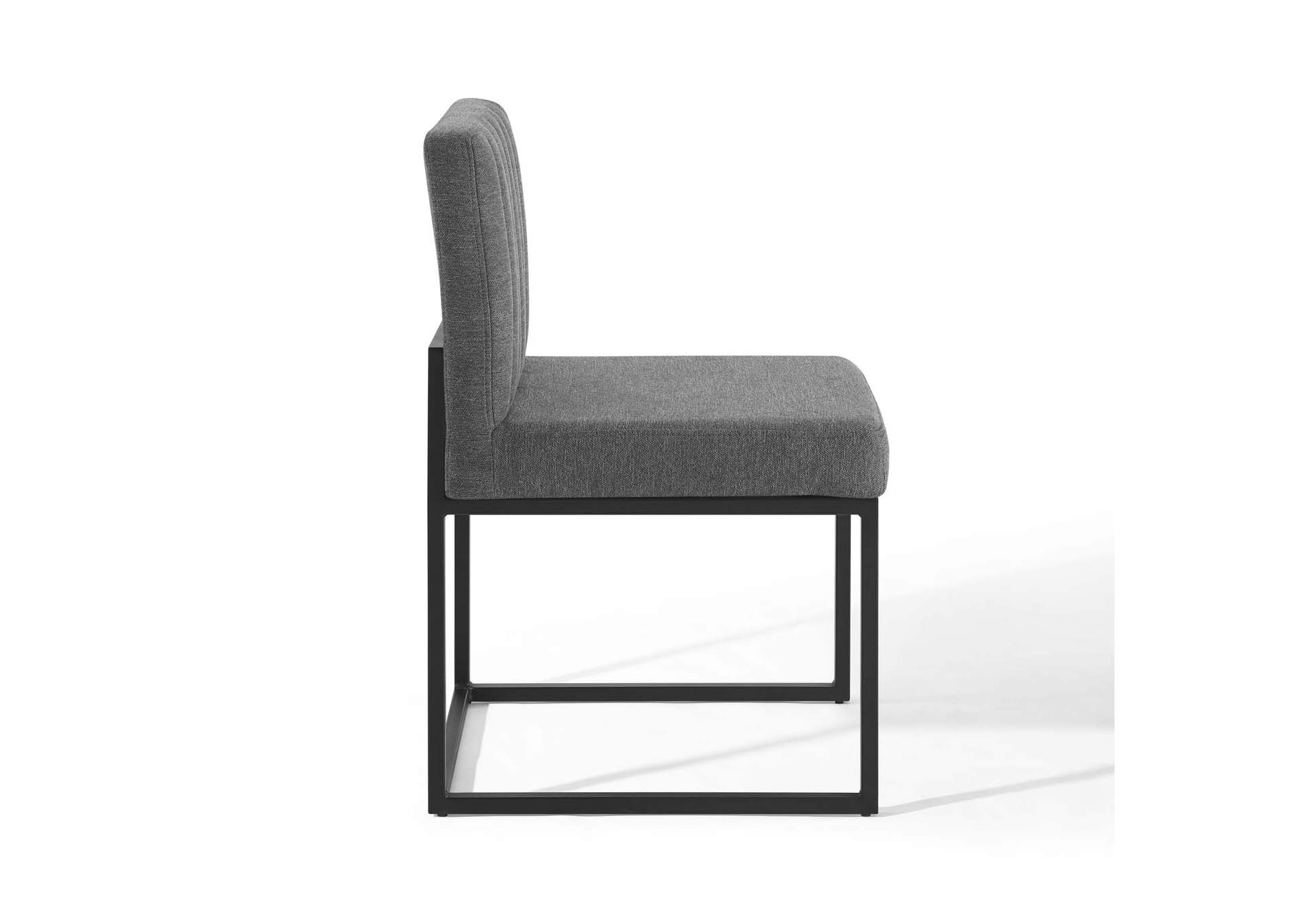 Black Charcoal Carriage Channel Tufted Sled Base Upholstered Fabric Dining Chair,Modway