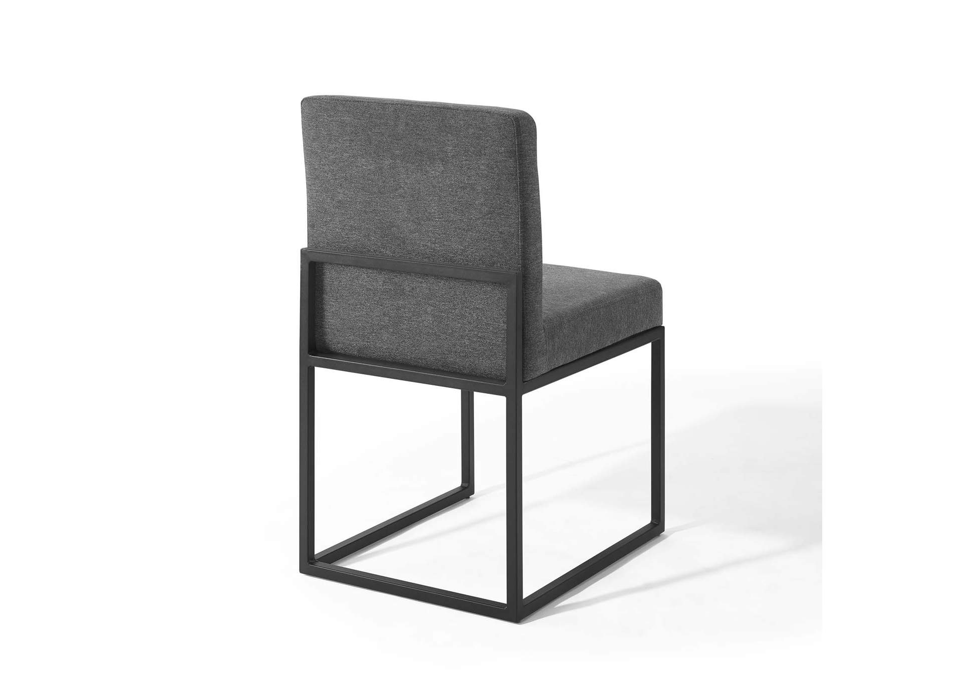 Black Charcoal Carriage Channel Tufted Sled Base Upholstered Fabric Dining Chair,Modway