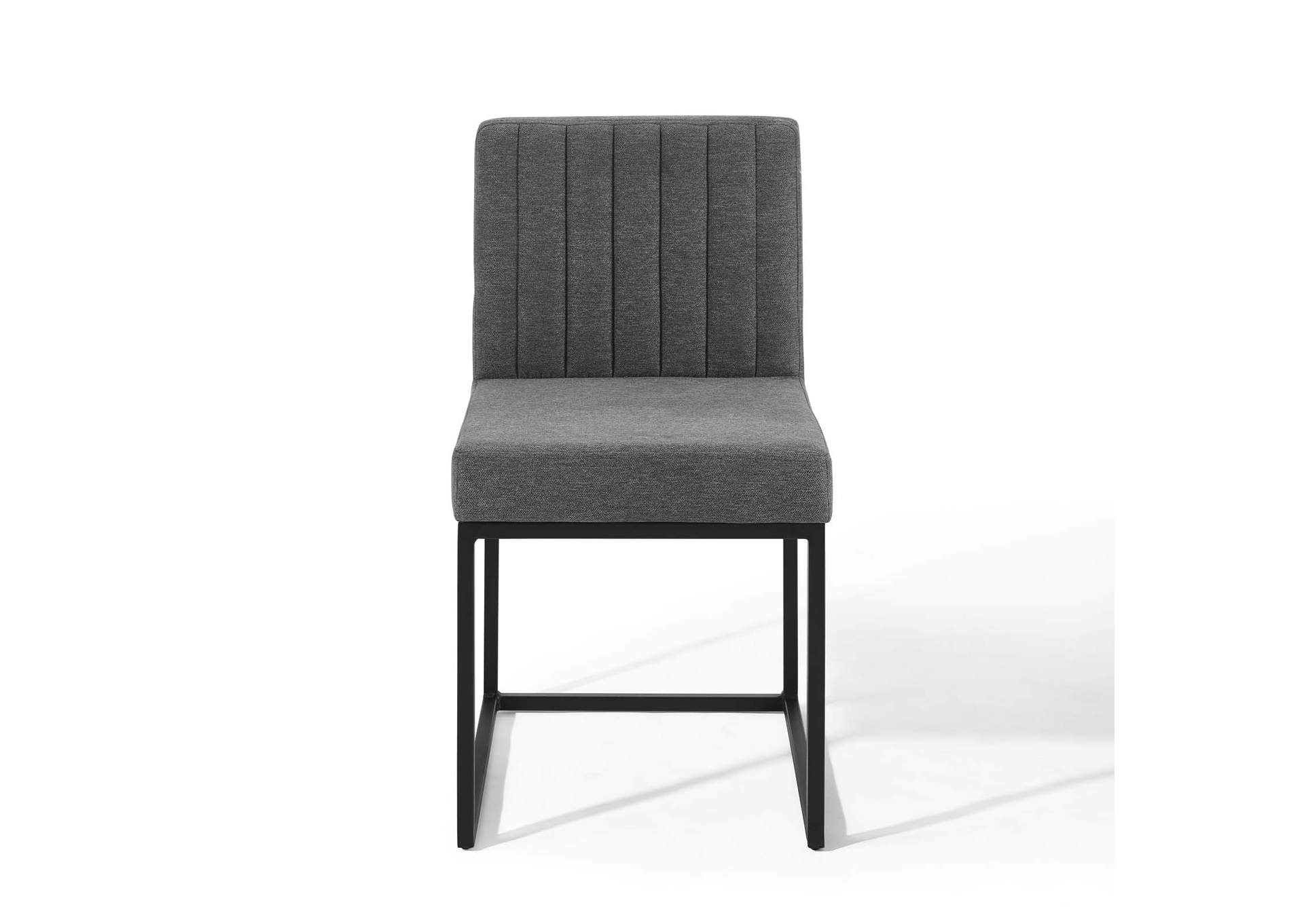 Black Charcoal Carriage Channel Tufted Sled Base Upholstered Fabric Dining Chair,Modway