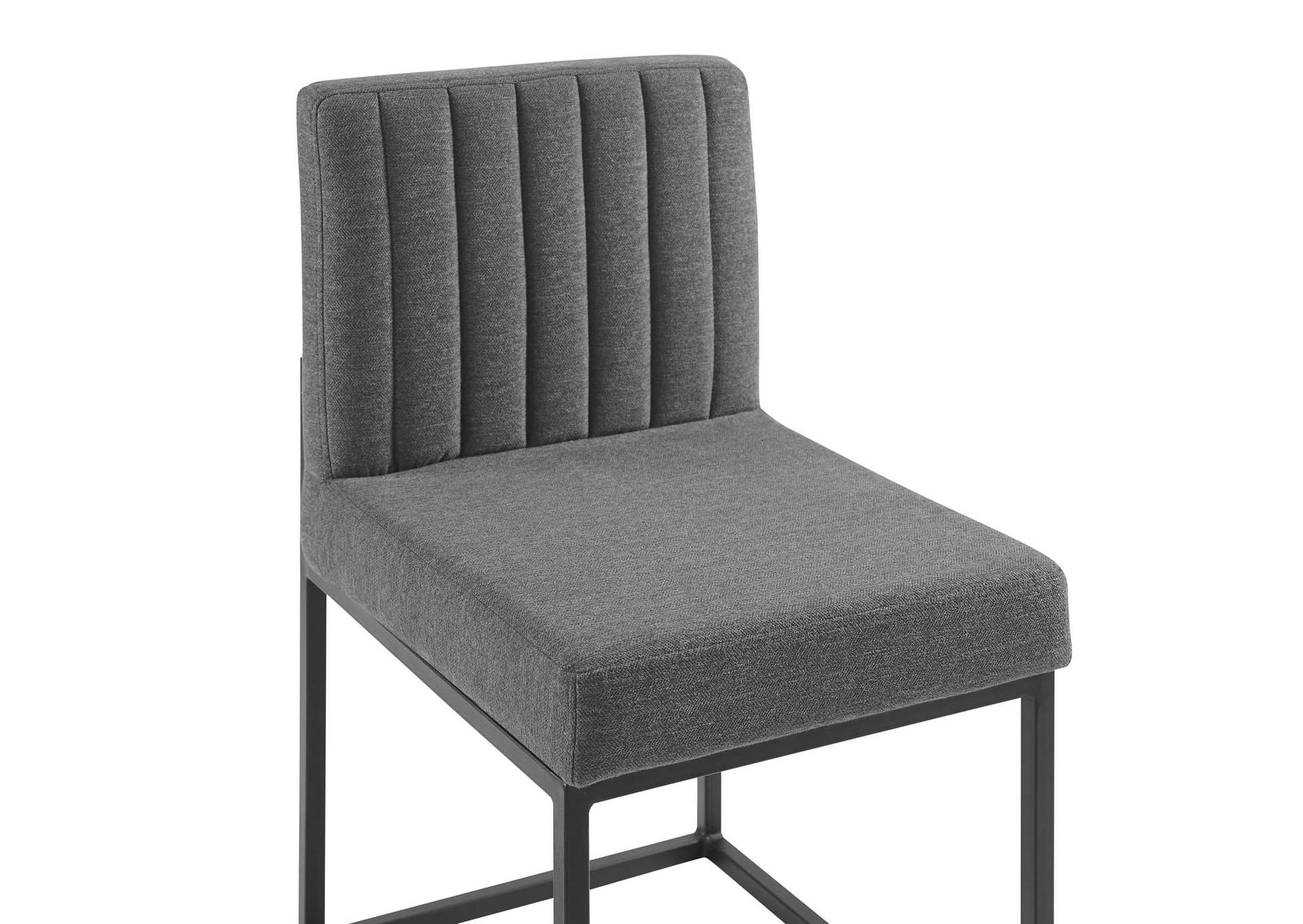 Black Charcoal Carriage Channel Tufted Sled Base Upholstered Fabric Dining Chair,Modway