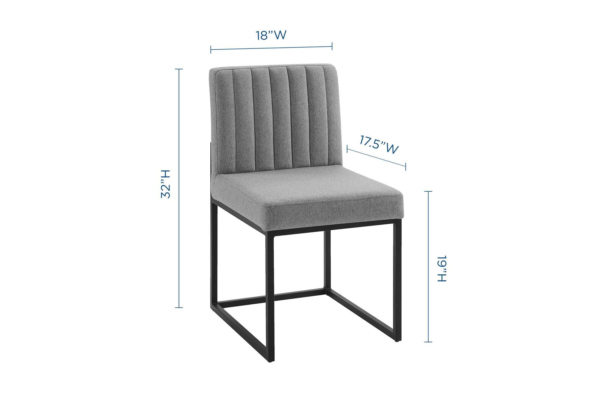 Black Light Gray Carriage Channel Tufted Sled Base Upholstered Fabric Dining Chair,Modway