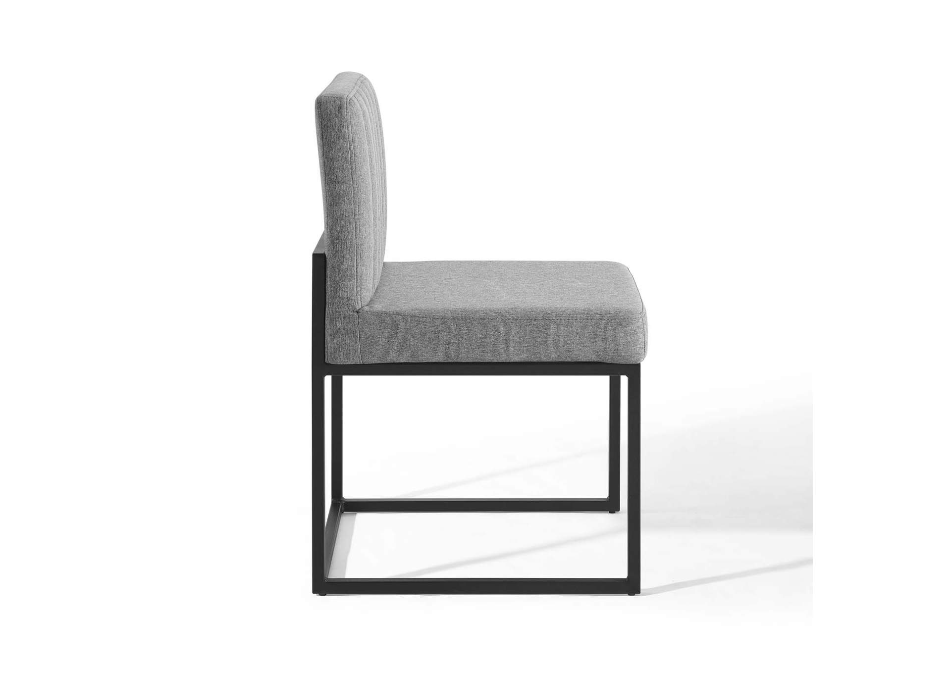 Black Light Gray Carriage Channel Tufted Sled Base Upholstered Fabric Dining Chair,Modway