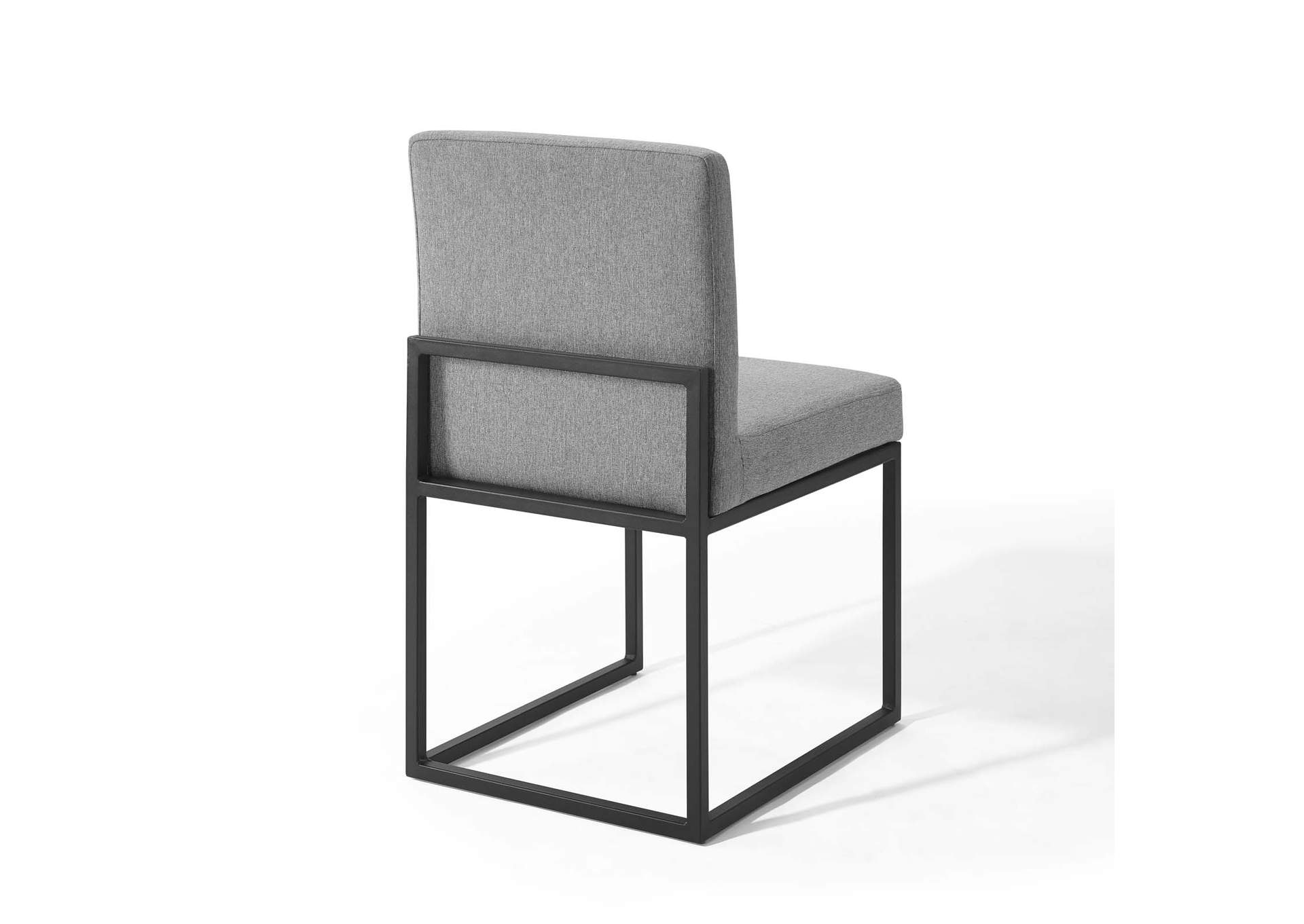 Black Light Gray Carriage Channel Tufted Sled Base Upholstered Fabric Dining Chair,Modway