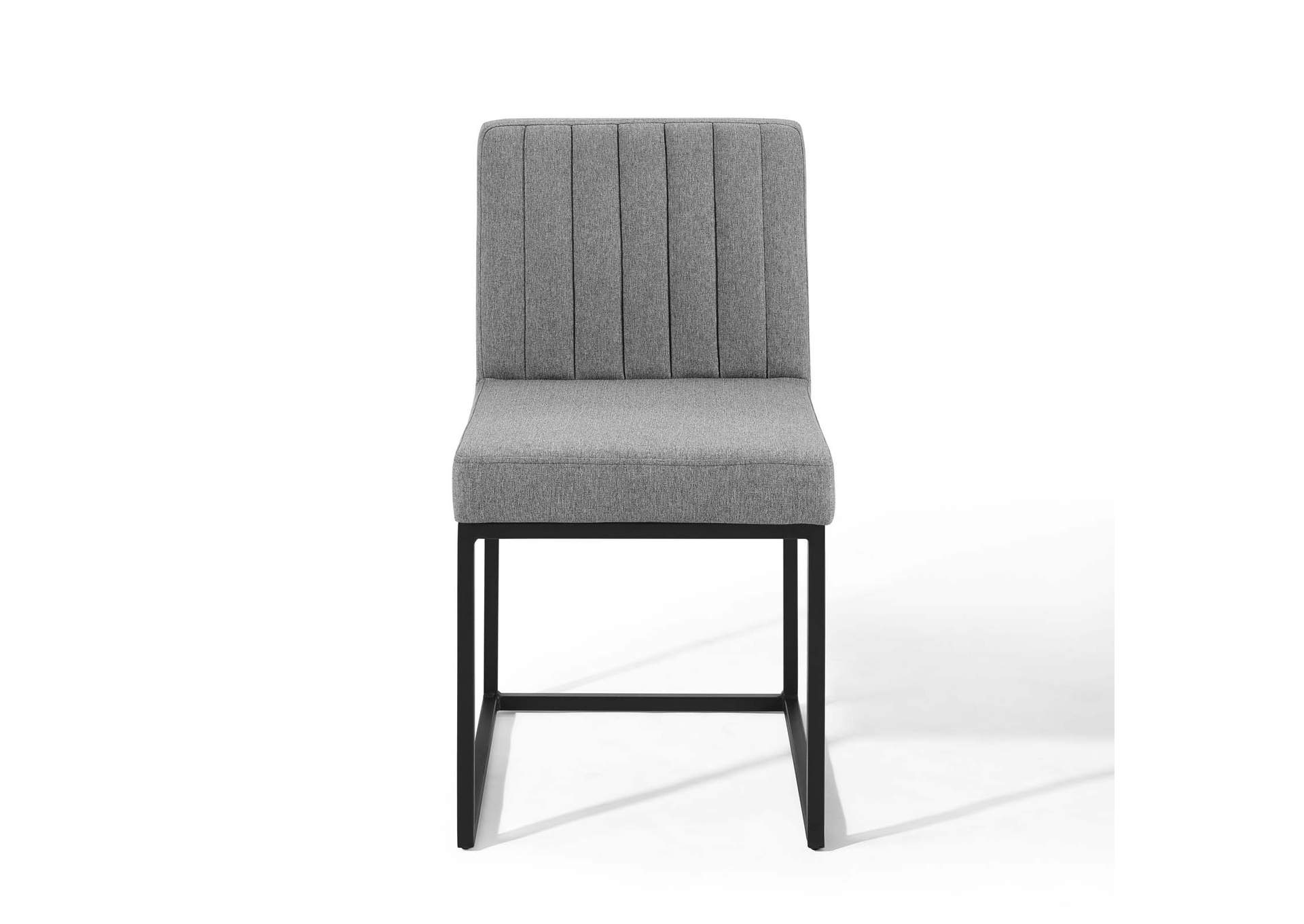 Black Light Gray Carriage Channel Tufted Sled Base Upholstered Fabric Dining Chair,Modway