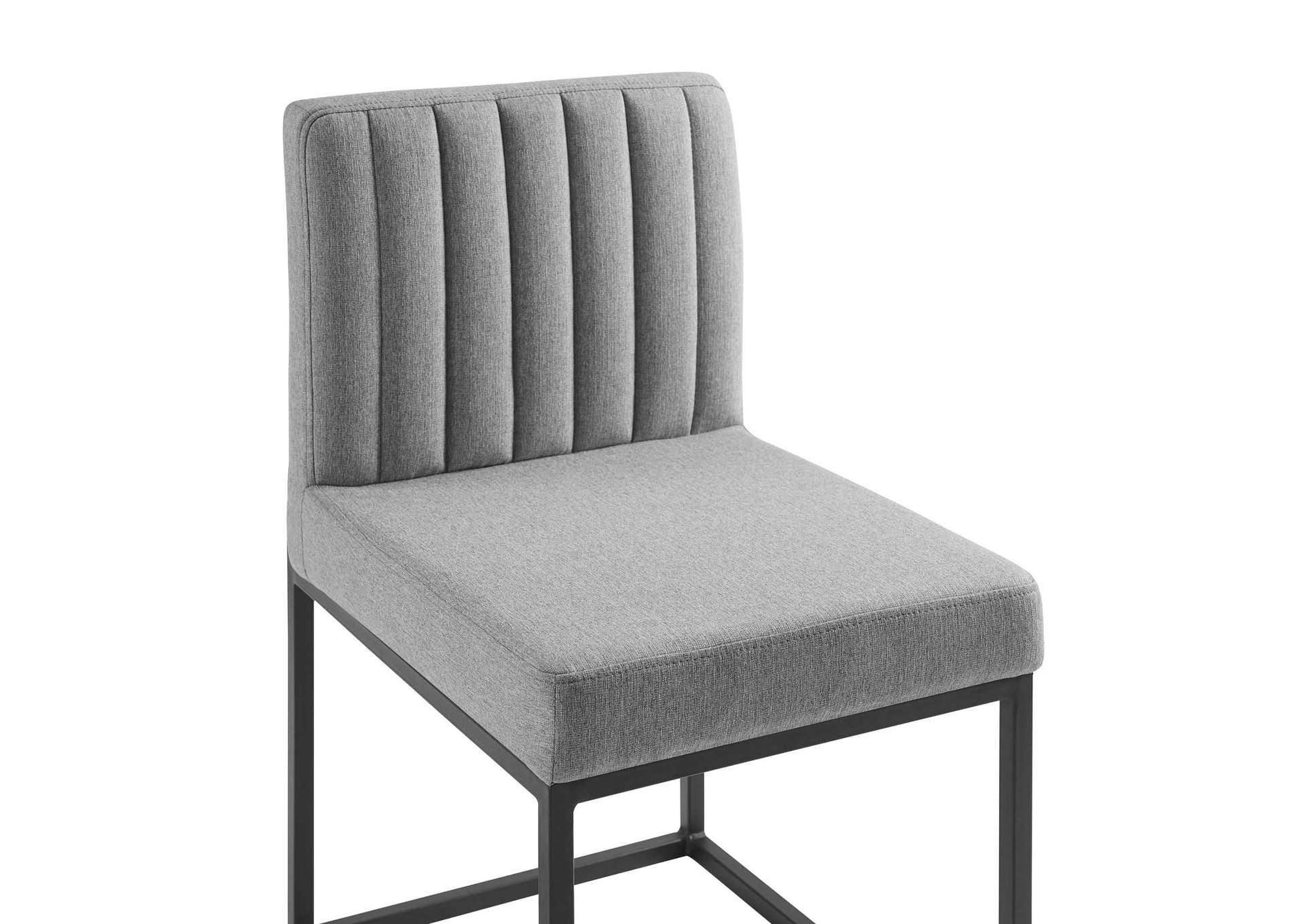 Black Light Gray Carriage Channel Tufted Sled Base Upholstered Fabric Dining Chair,Modway