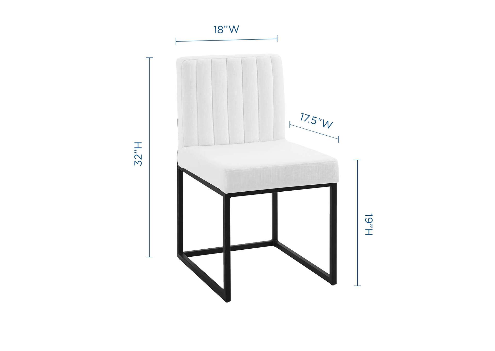 Black White Carriage Channel Tufted Sled Base Upholstered Fabric Dining Chair,Modway
