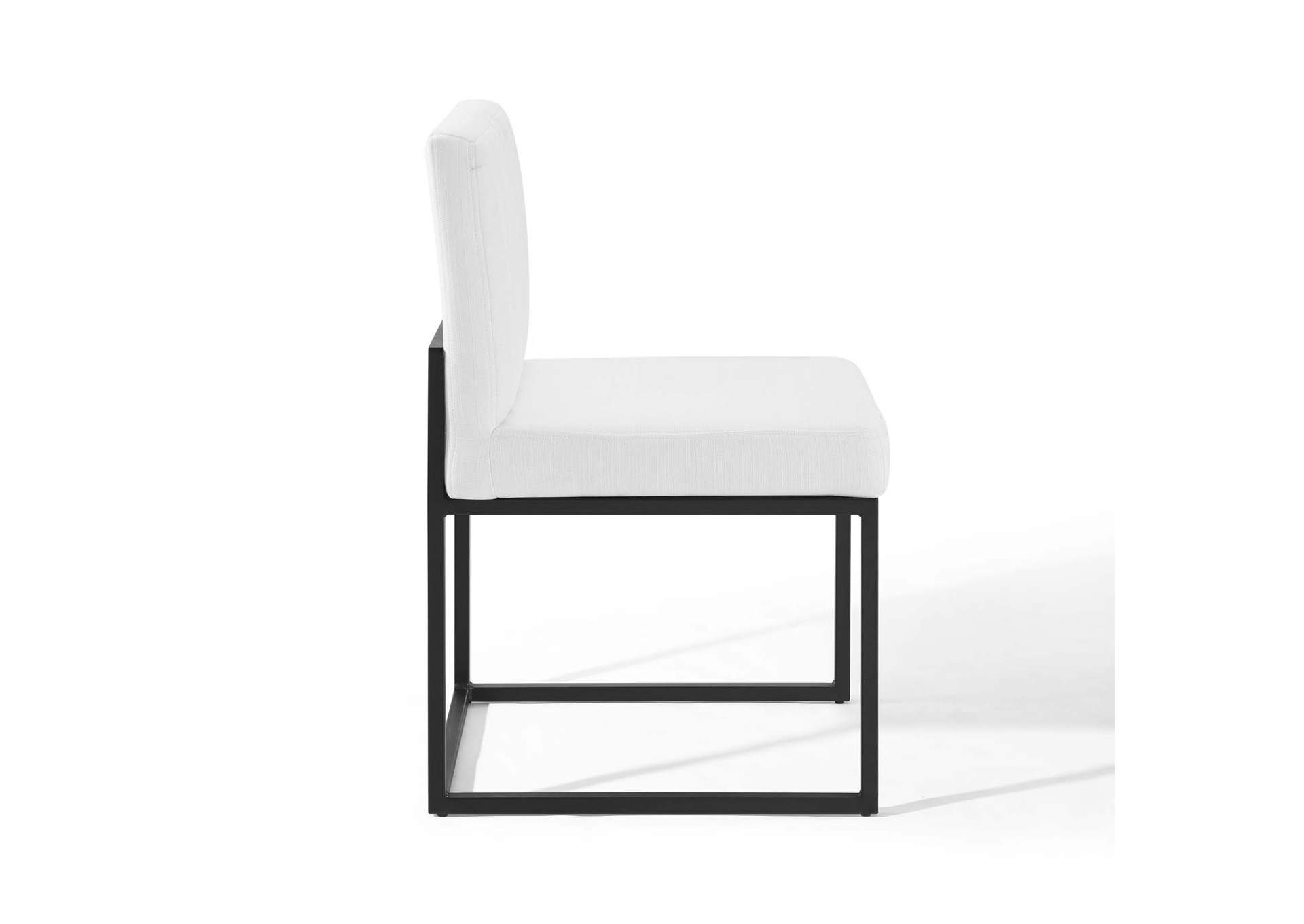 Black White Carriage Channel Tufted Sled Base Upholstered Fabric Dining Chair,Modway