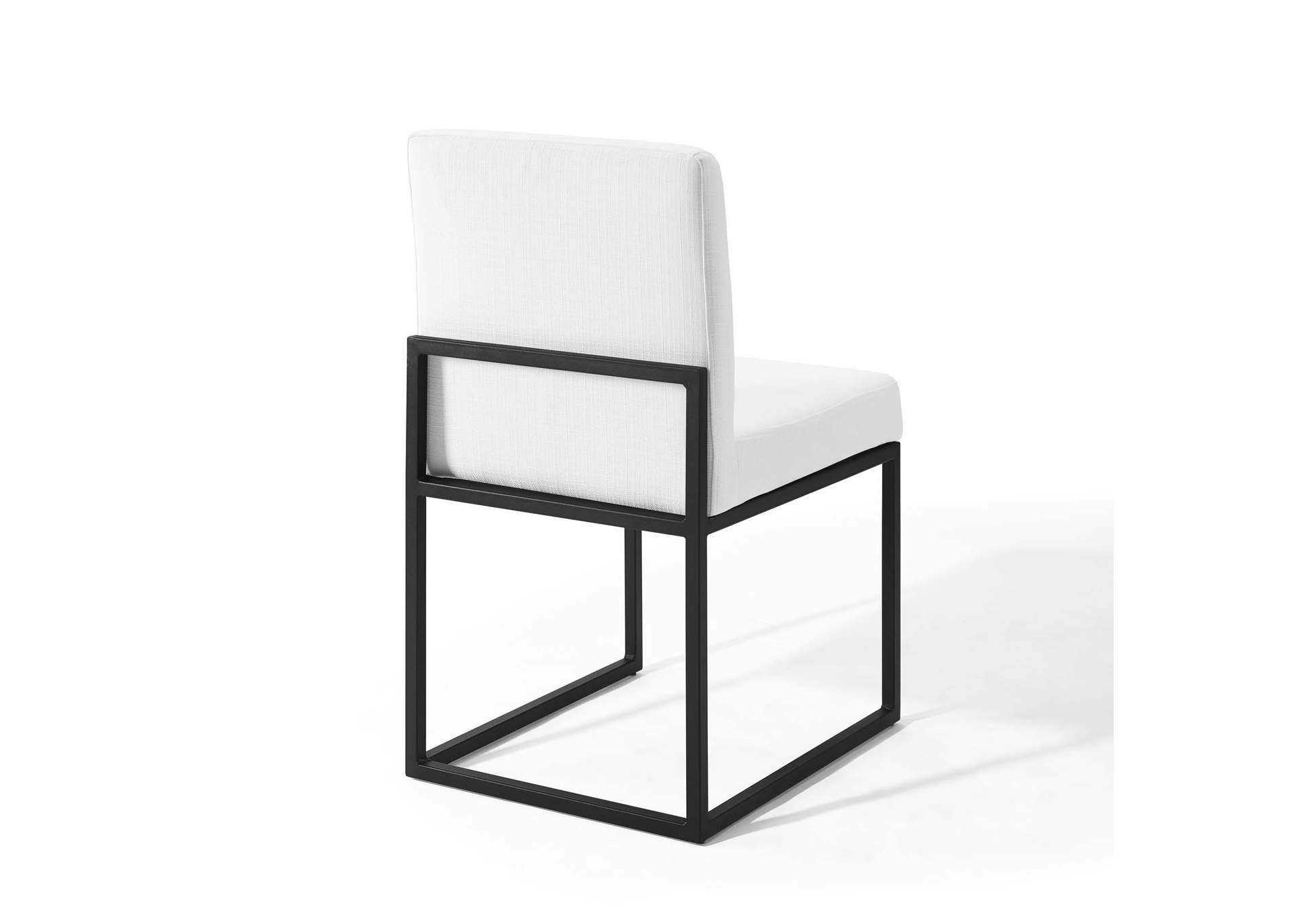 Black White Carriage Channel Tufted Sled Base Upholstered Fabric Dining Chair,Modway
