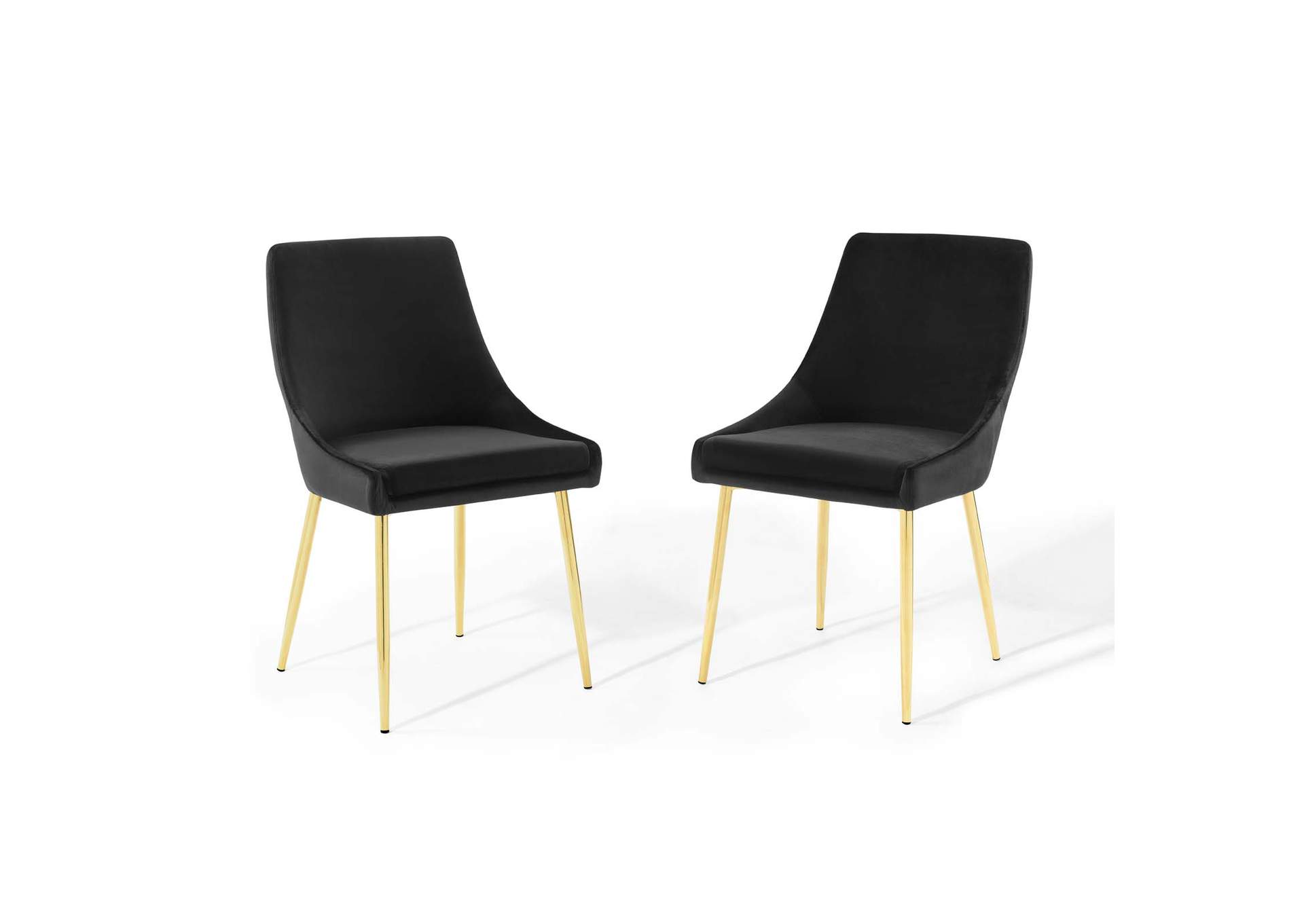 Gold Black Viscount Performance Velvet Dining Chairs - [Set of 2],Modway