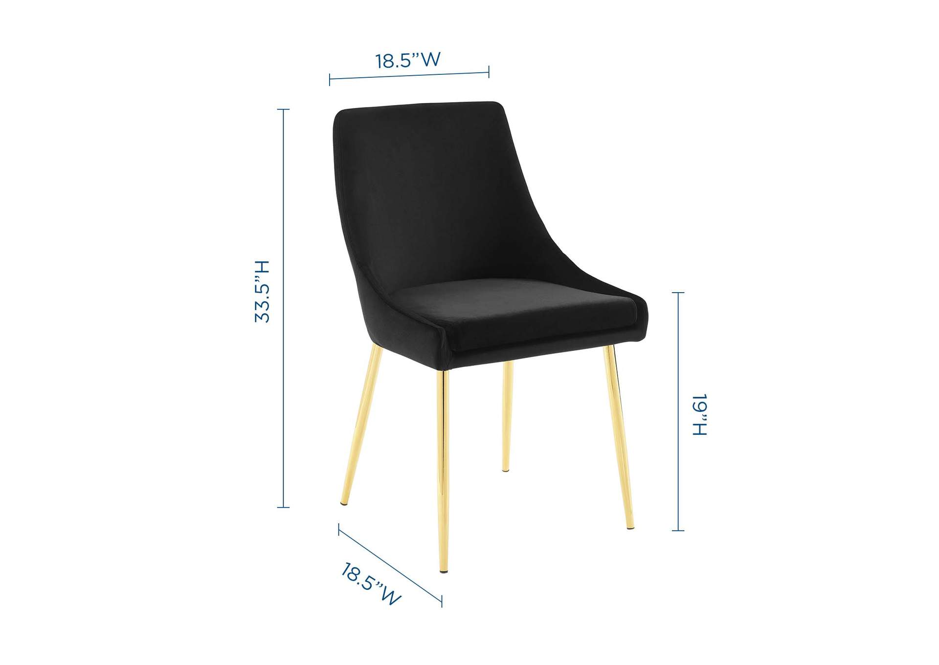 Gold Black Viscount Performance Velvet Dining Chairs - [Set of 2],Modway