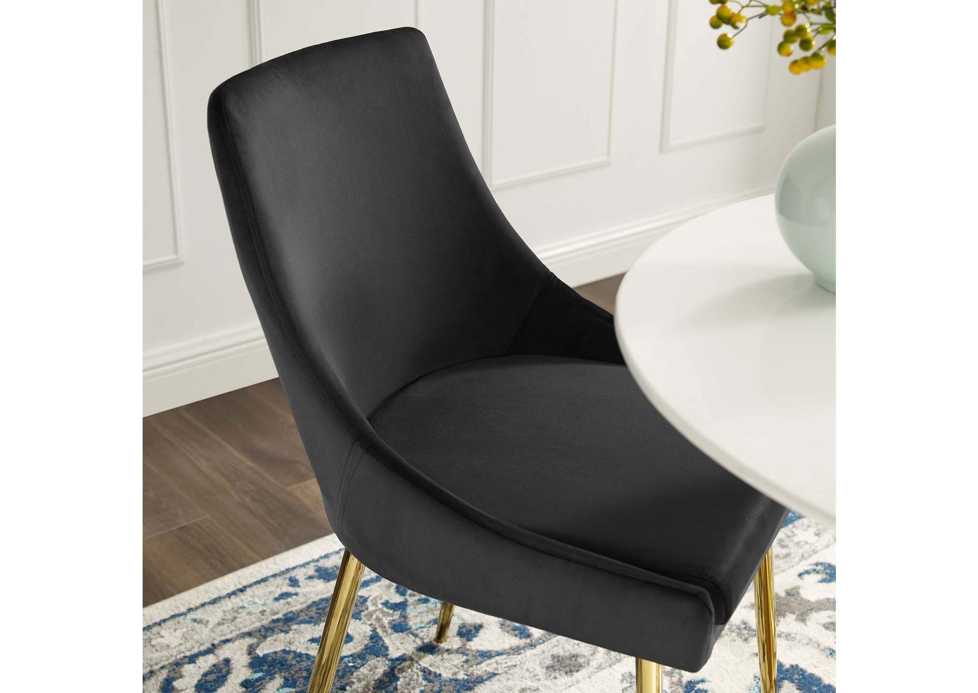 Gold Black Viscount Performance Velvet Dining Chairs - [Set of 2],Modway