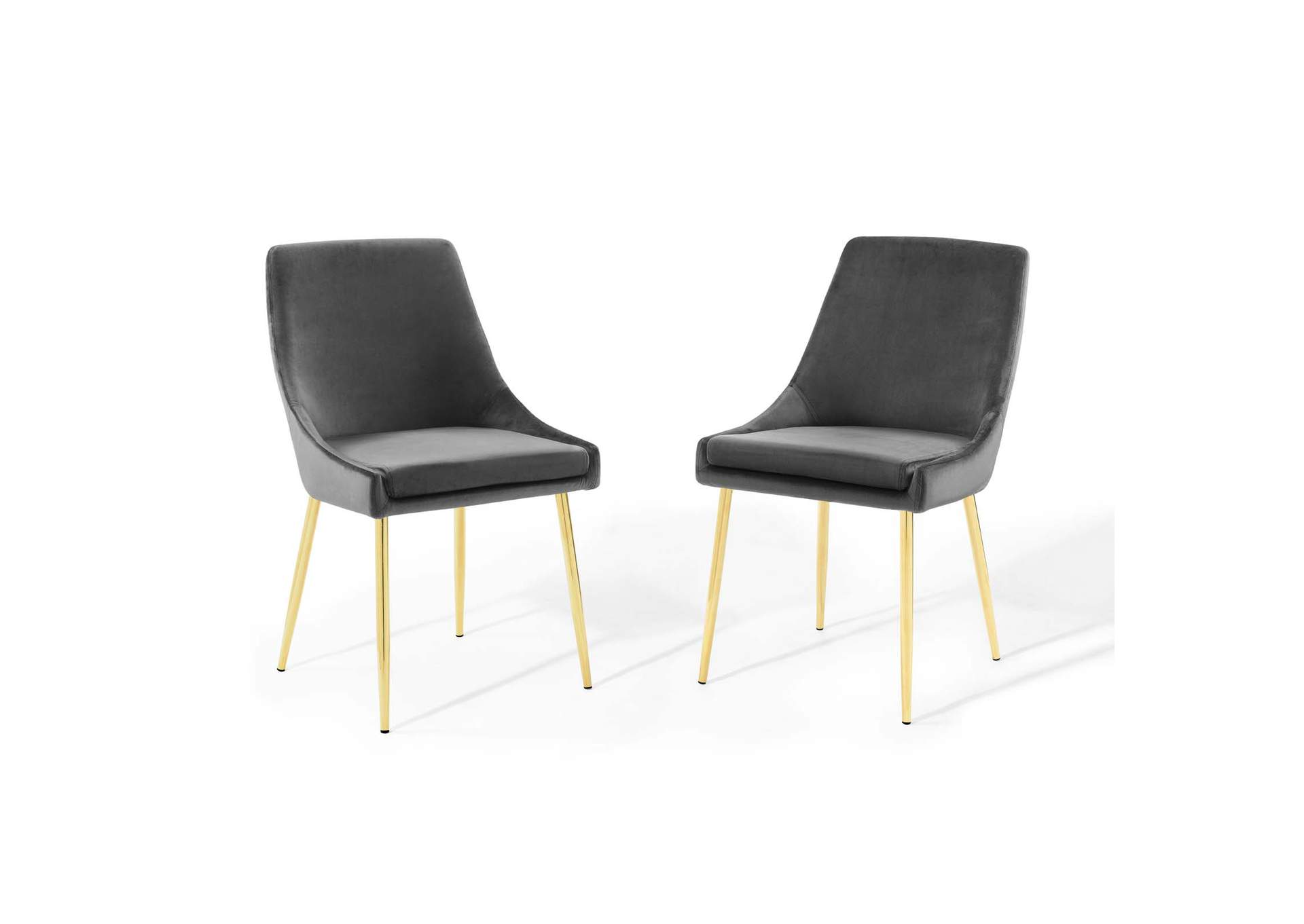 Gold Charcoal Viscount Performance Velvet Dining Chairs - [Set of 2],Modway