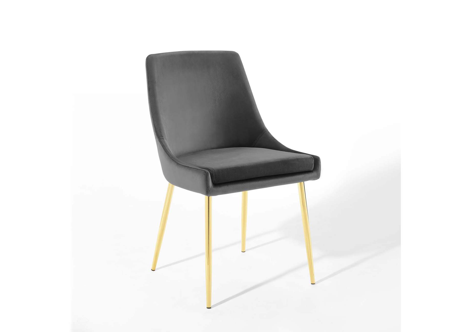 Gold Charcoal Viscount Performance Velvet Dining Chairs - [Set of 2],Modway