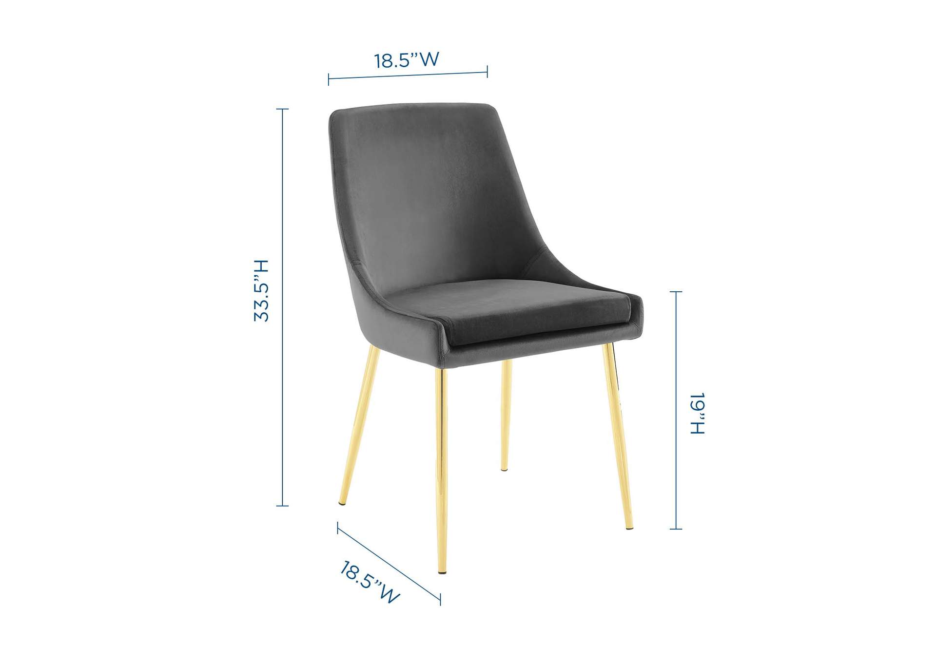 Gold Charcoal Viscount Performance Velvet Dining Chairs - [Set of 2],Modway