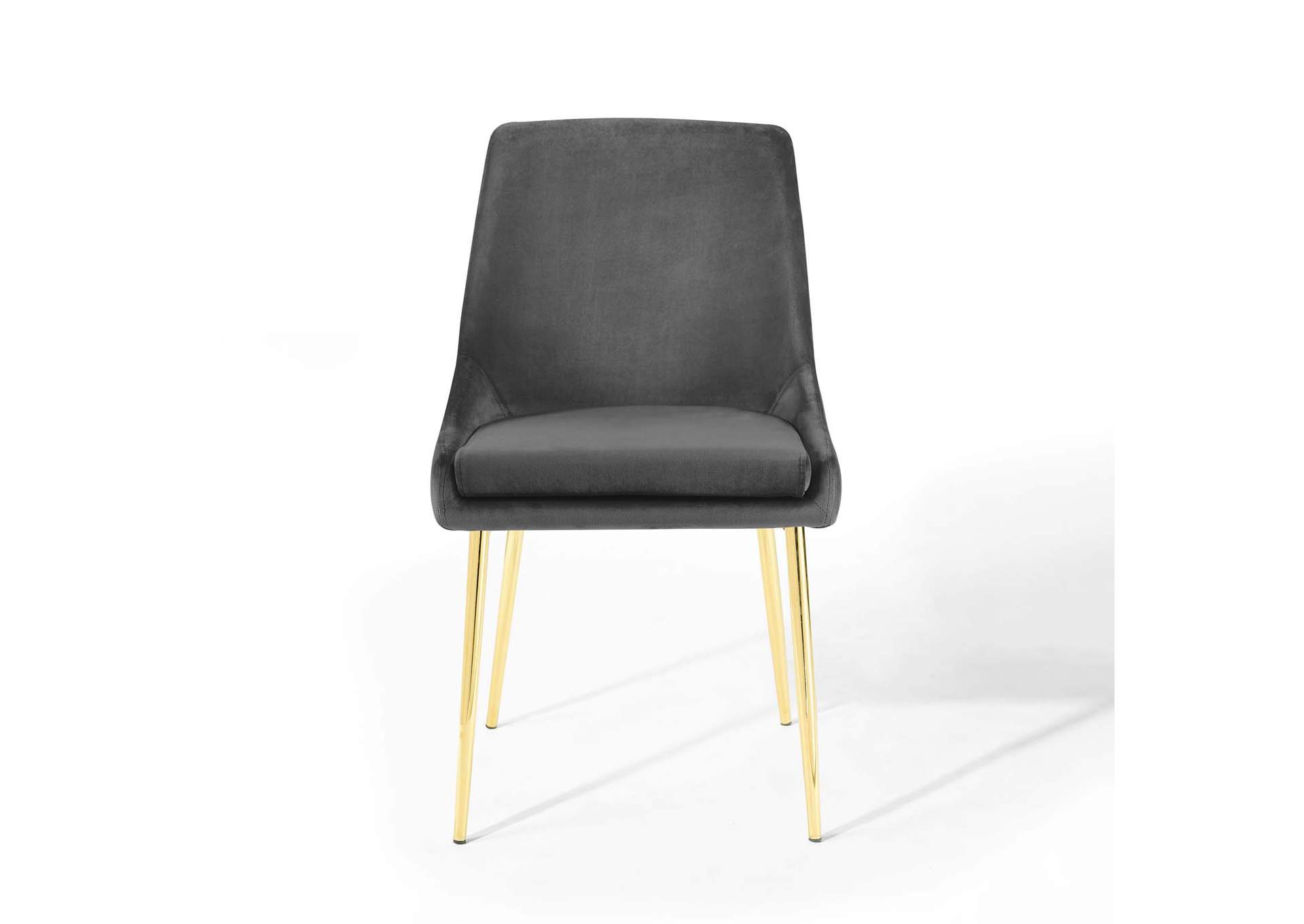 Gold Charcoal Viscount Performance Velvet Dining Chairs - [Set of 2],Modway