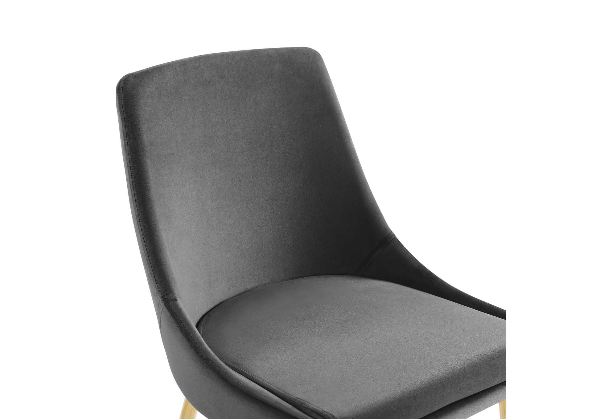 Gold Charcoal Viscount Performance Velvet Dining Chairs - [Set of 2],Modway