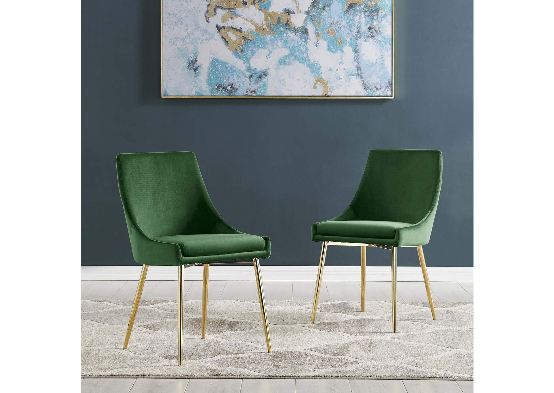 Viscount Performance Velvet Dining Chairs - Set of 2,Modway