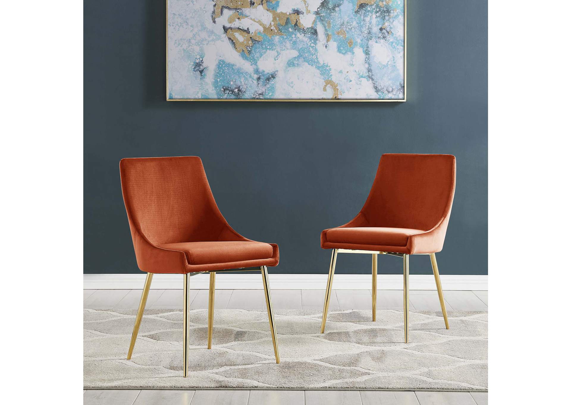Viscount Performance Velvet Dining Chairs - Set of 2,Modway