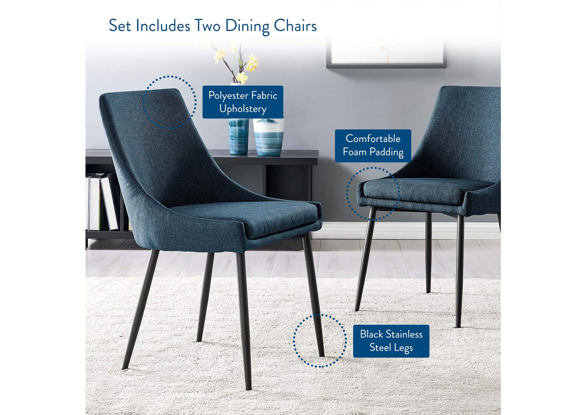 Viscount Upholstered Fabric Dining Chairs - Set of 2,Modway