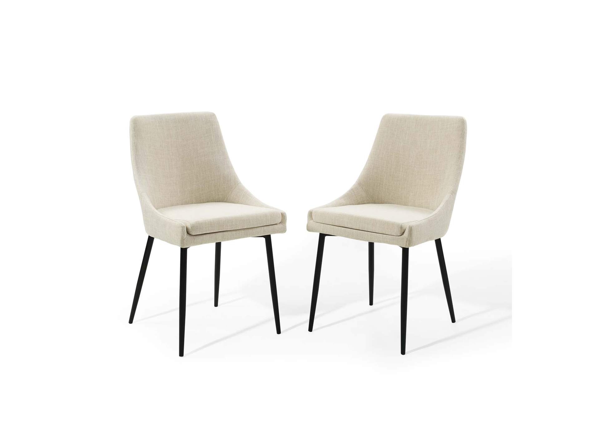 Viscount Black Beige Upholstered Fabric Dining Chairs - [Set of 2],Modway