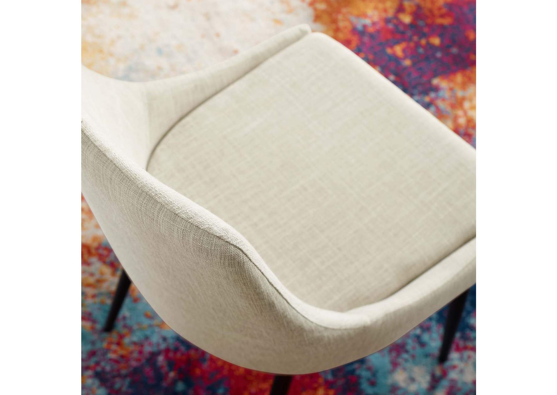 Viscount Black Beige Upholstered Fabric Dining Chairs - [Set of 2],Modway