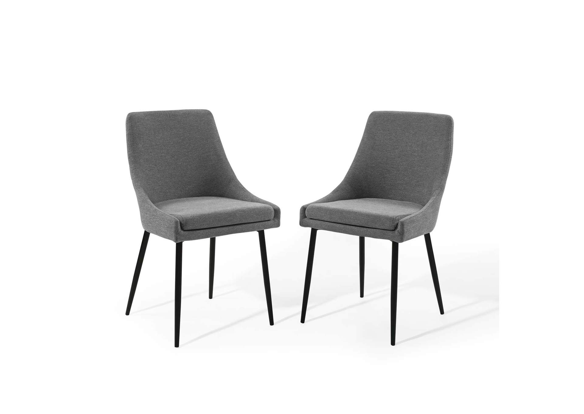 Black Charcoal Viscount Upholstered Fabric Dining Chairs - [Set of 2],Modway