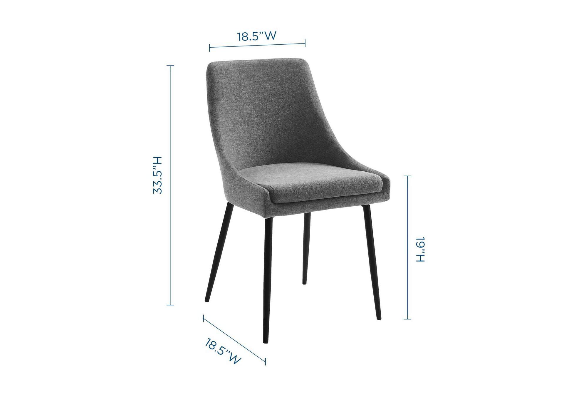 Black Charcoal Viscount Upholstered Fabric Dining Chairs - [Set of 2],Modway