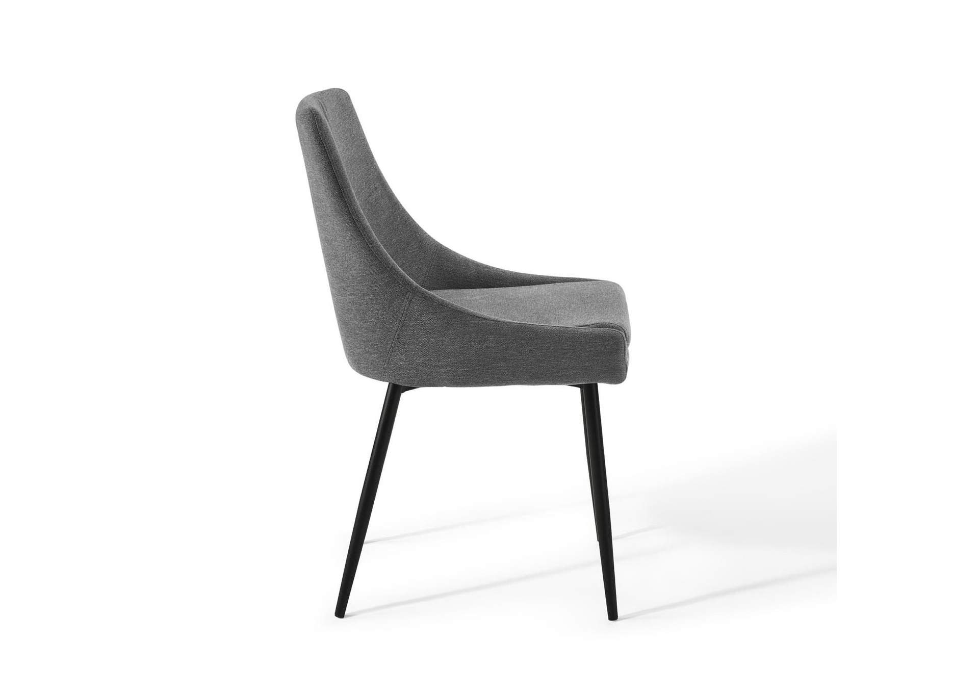 Black Charcoal Viscount Upholstered Fabric Dining Chairs - [Set of 2],Modway