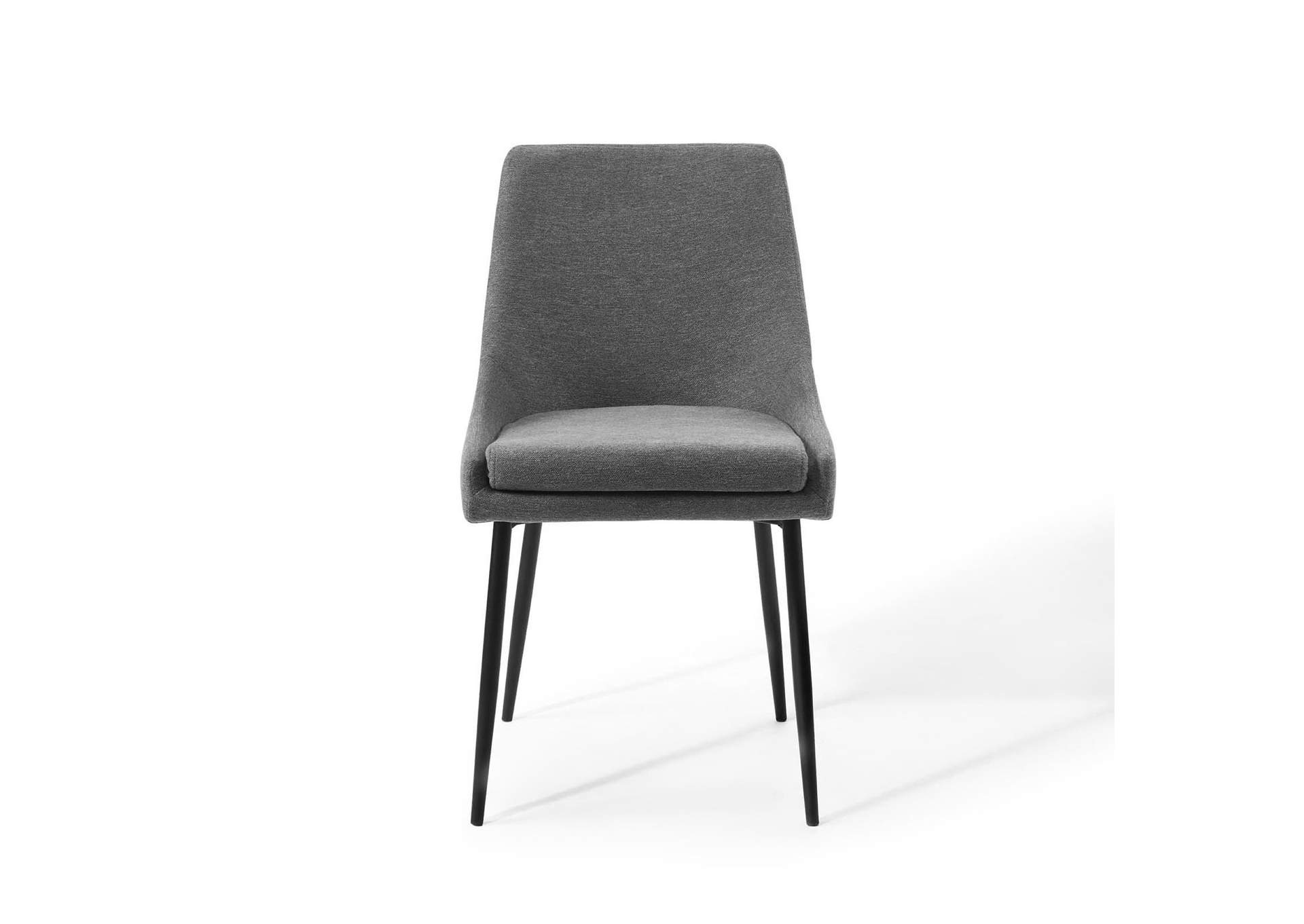 Black Charcoal Viscount Upholstered Fabric Dining Chairs - [Set of 2],Modway