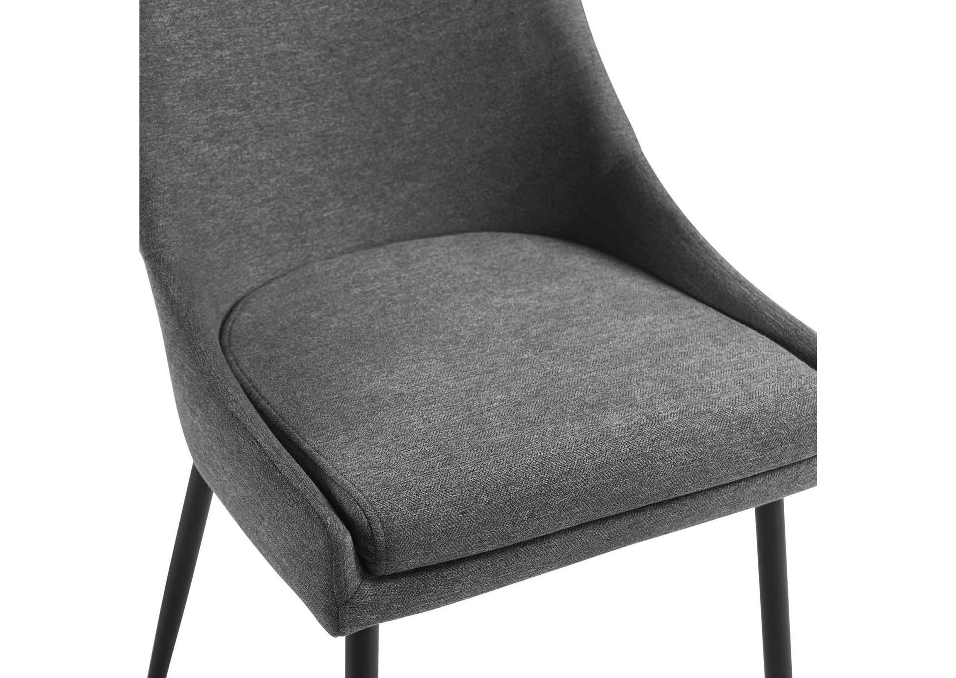 Black Charcoal Viscount Upholstered Fabric Dining Chairs - [Set of 2],Modway
