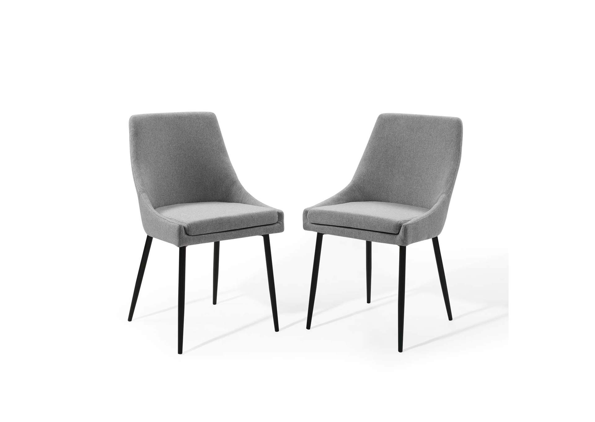Black Light Gray Viscount Upholstered Fabric Dining Chairs - [Set of 2],Modway