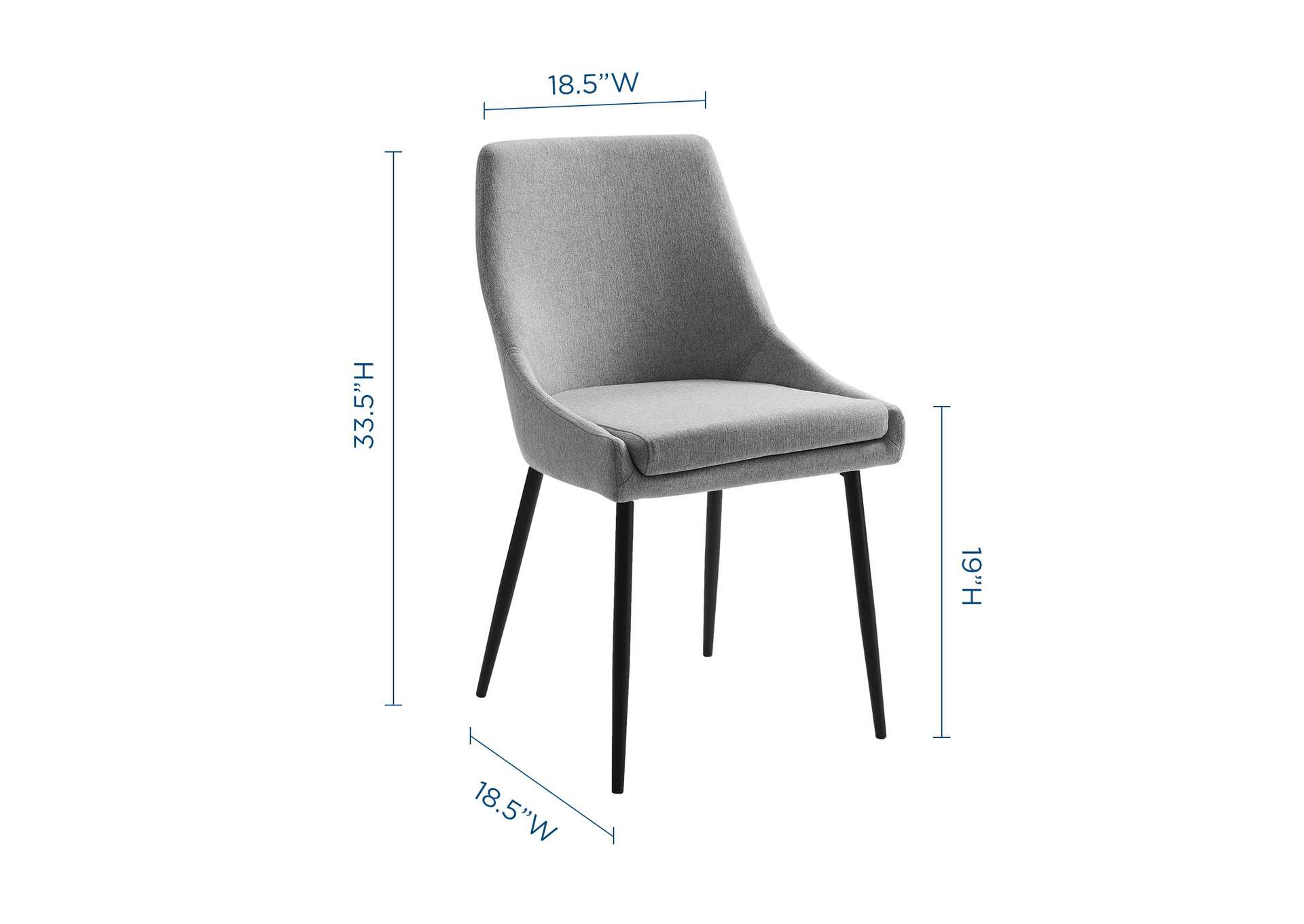 Black Light Gray Viscount Upholstered Fabric Dining Chairs - [Set of 2],Modway