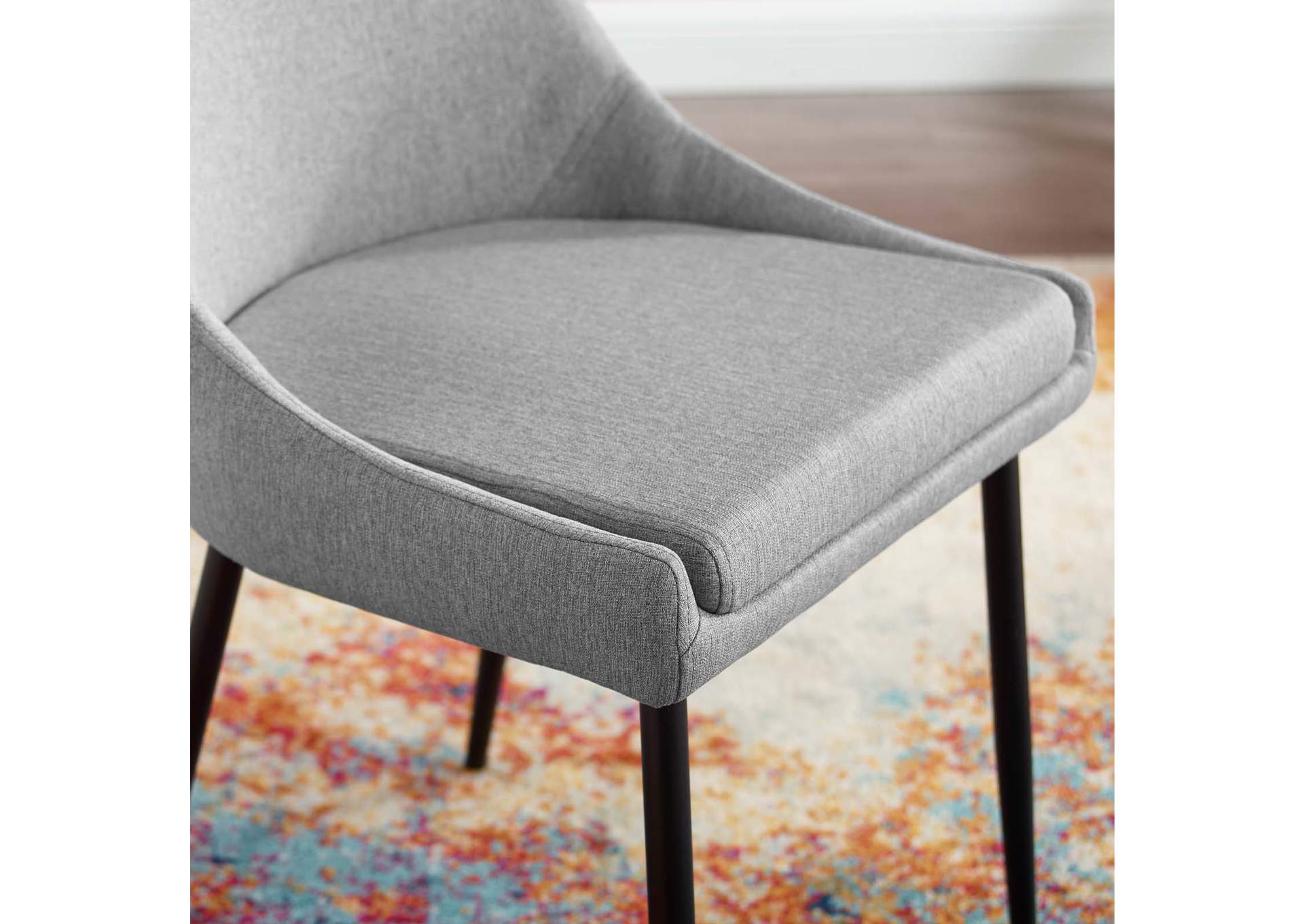Black Light Gray Viscount Upholstered Fabric Dining Chairs - [Set of 2],Modway