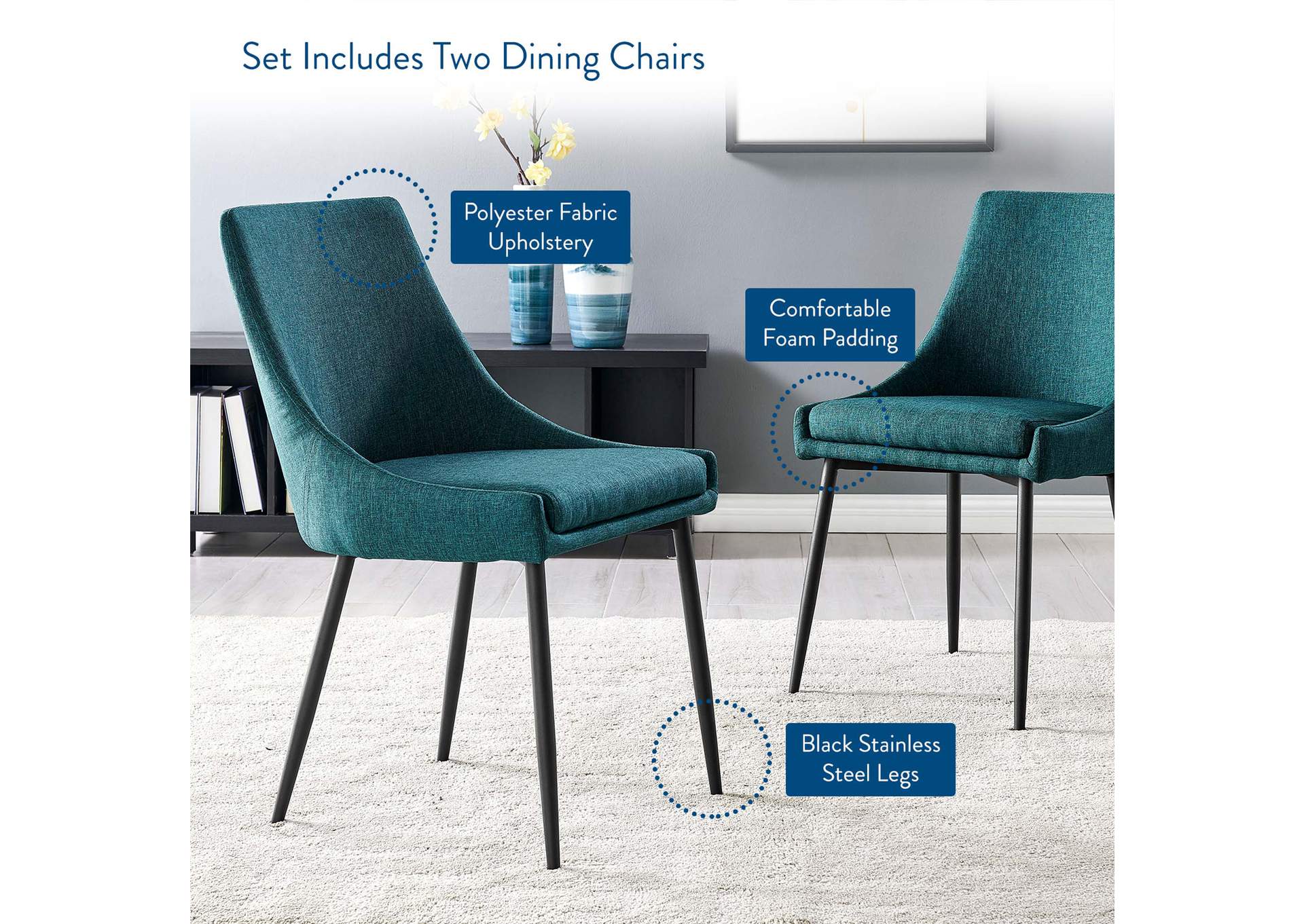 Viscount Upholstered Fabric Dining Chairs - Set of 2,Modway