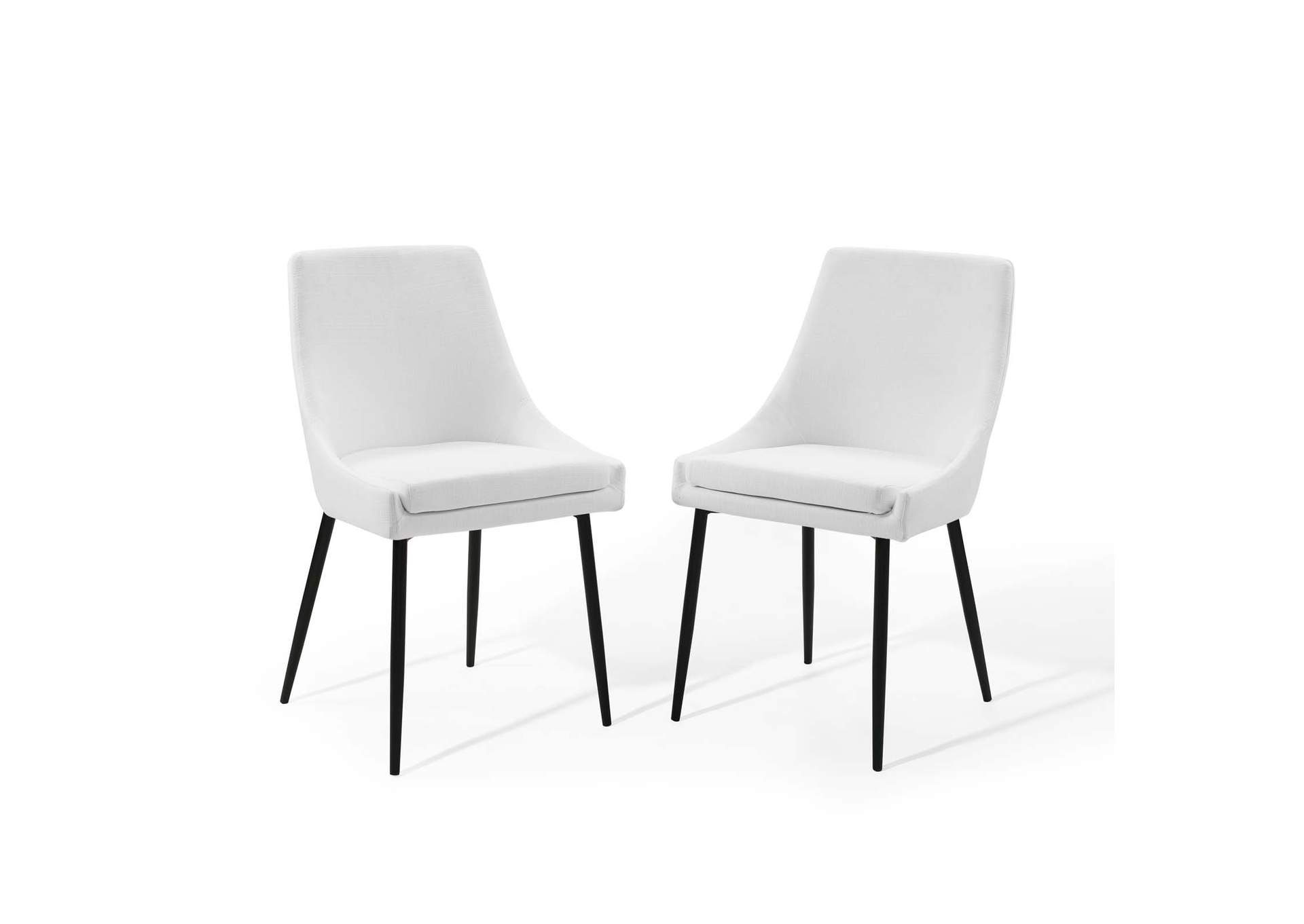 Black White Viscount Upholstered Fabric Dining Chairs - [Set of 2],Modway