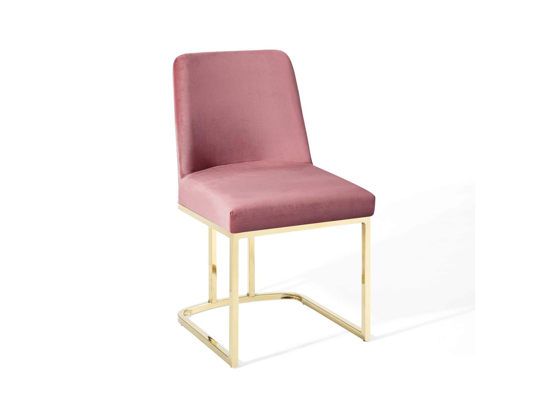 Gold Dusty Rose Amplify Sled Base Performance Velvet Dining Side Chair,Modway