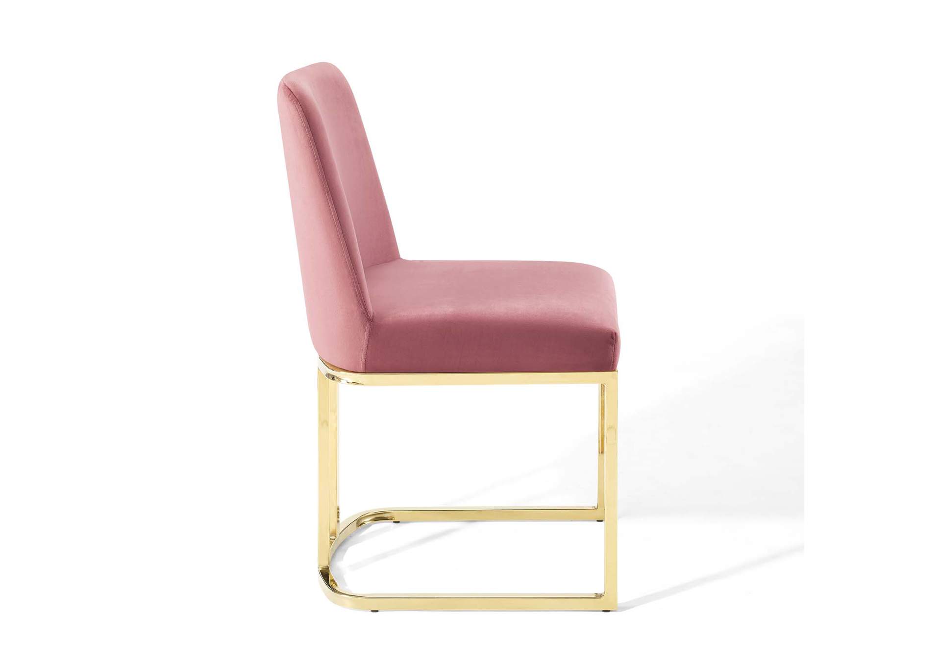 Gold Dusty Rose Amplify Sled Base Performance Velvet Dining Side Chair,Modway