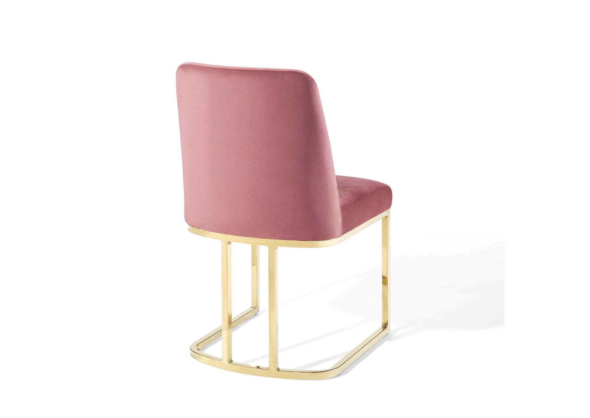 Gold Dusty Rose Amplify Sled Base Performance Velvet Dining Side Chair,Modway