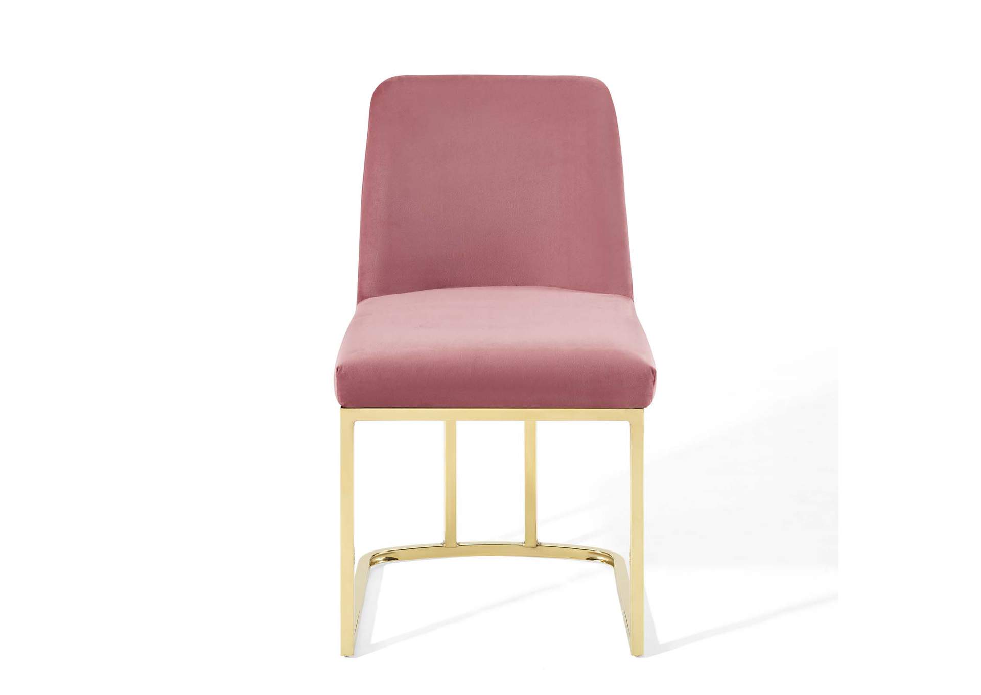 Gold Dusty Rose Amplify Sled Base Performance Velvet Dining Side Chair,Modway