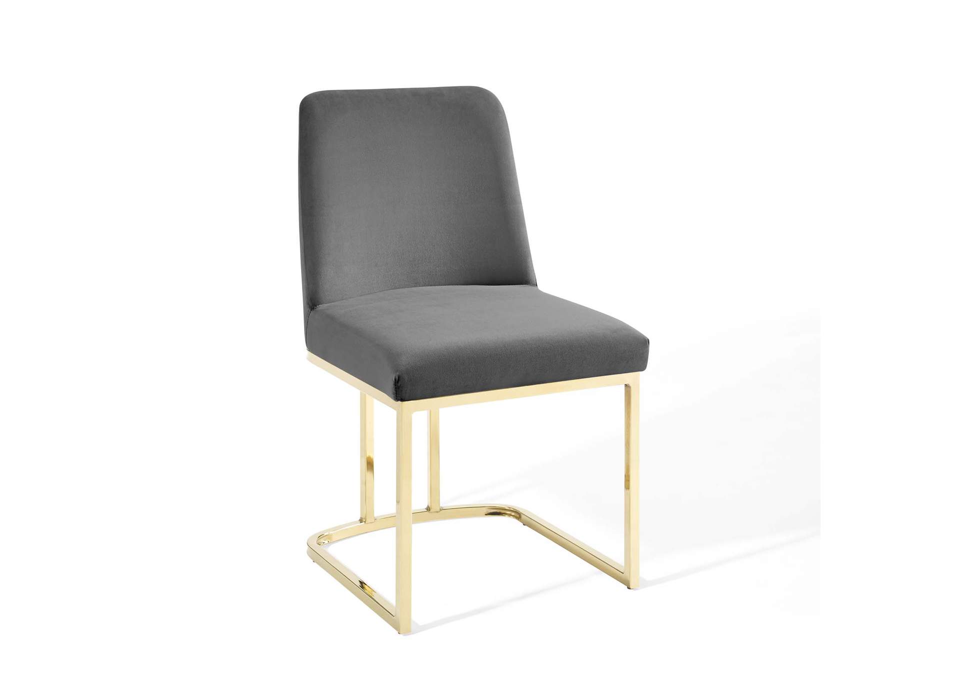 Gold Gray Amplify Sled Base Performance Velvet Dining Side Chair,Modway