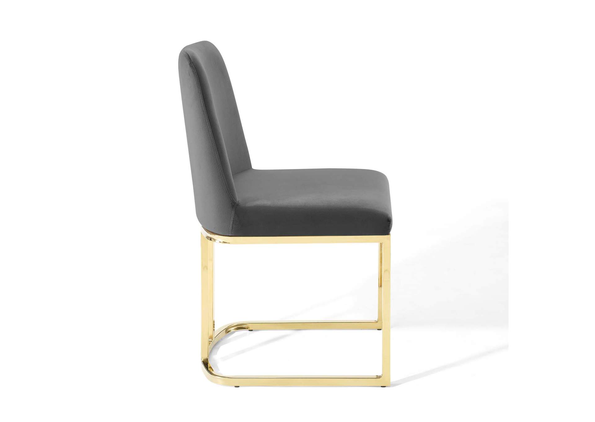Gold Gray Amplify Sled Base Performance Velvet Dining Side Chair,Modway