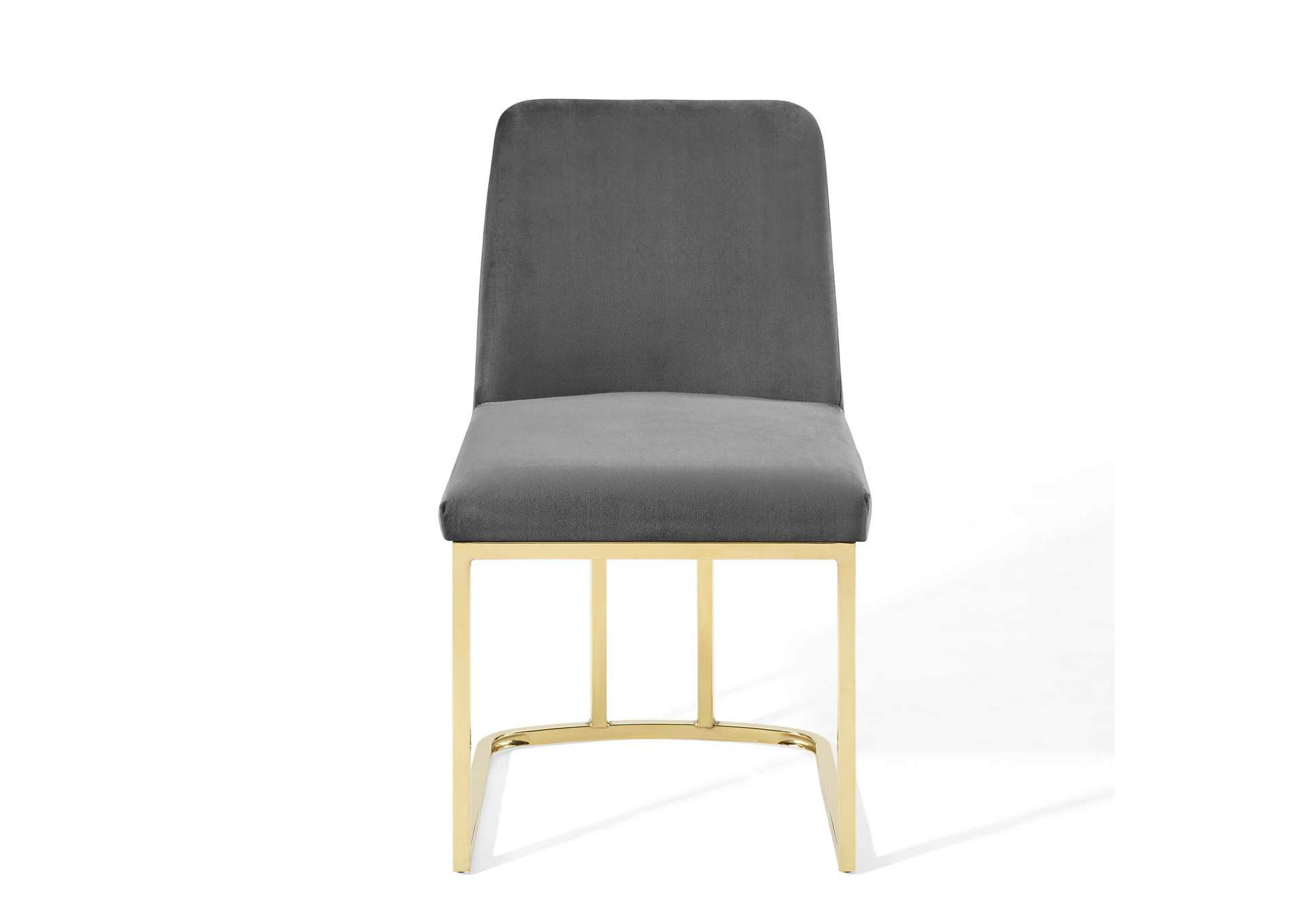 Gold Gray Amplify Sled Base Performance Velvet Dining Side Chair,Modway