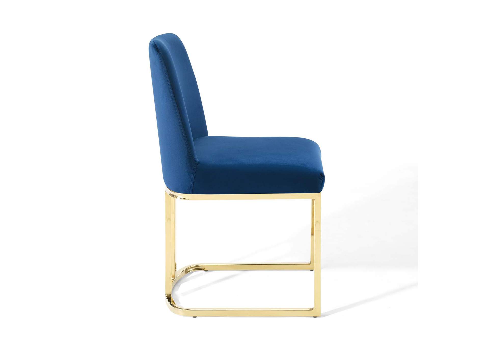 Gold Navy Amplify Sled Base Performance Velvet Dining Side Chair,Modway