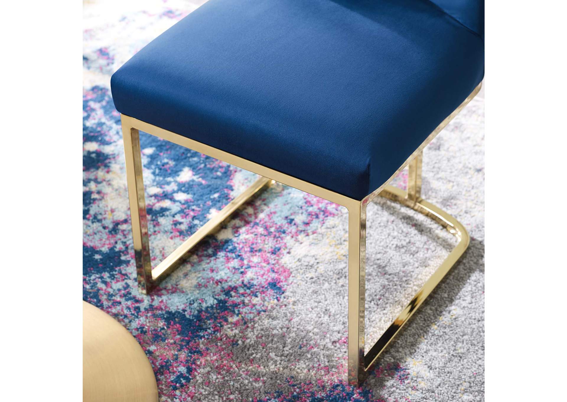 Gold Navy Amplify Sled Base Performance Velvet Dining Side Chair,Modway