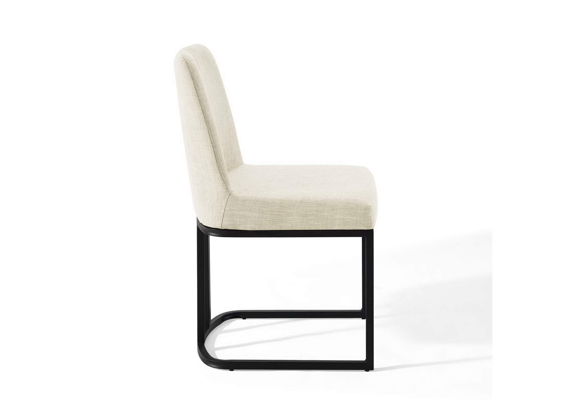 Black Beige Amplify Sled Base Upholstered Fabric Dining Side Chair,Modway