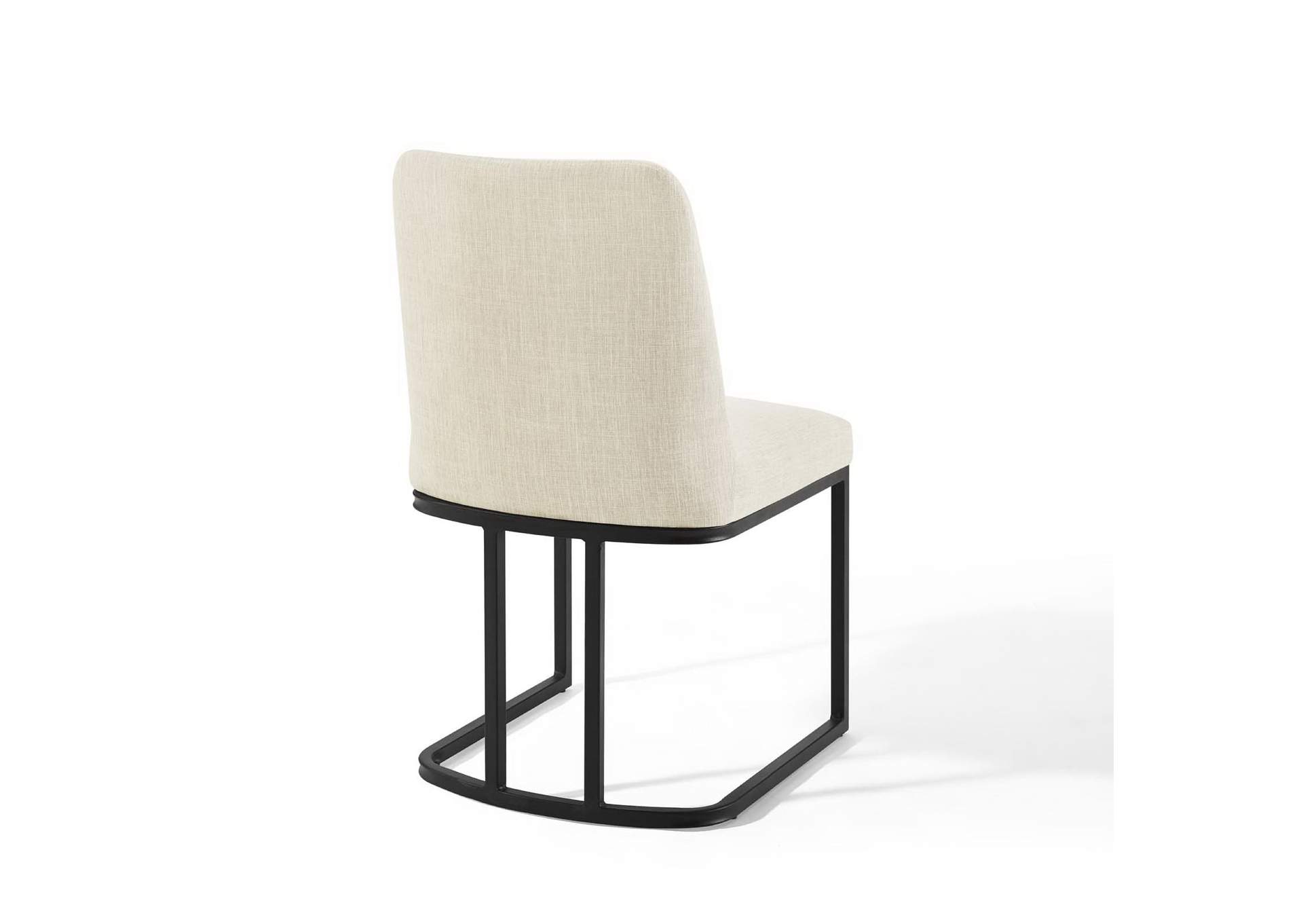 Black Beige Amplify Sled Base Upholstered Fabric Dining Side Chair,Modway