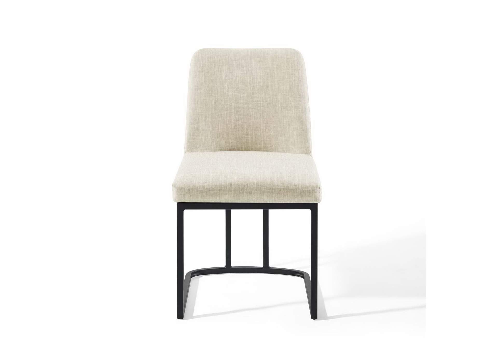 Black Beige Amplify Sled Base Upholstered Fabric Dining Side Chair,Modway