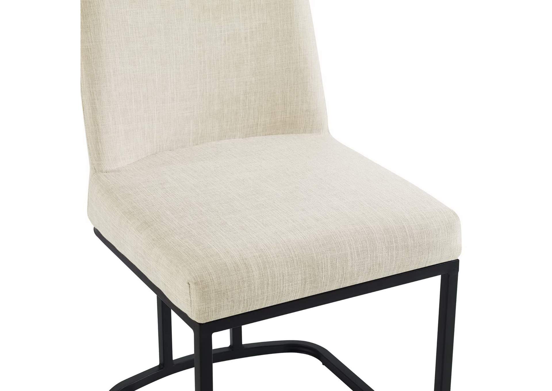 Black Beige Amplify Sled Base Upholstered Fabric Dining Side Chair,Modway