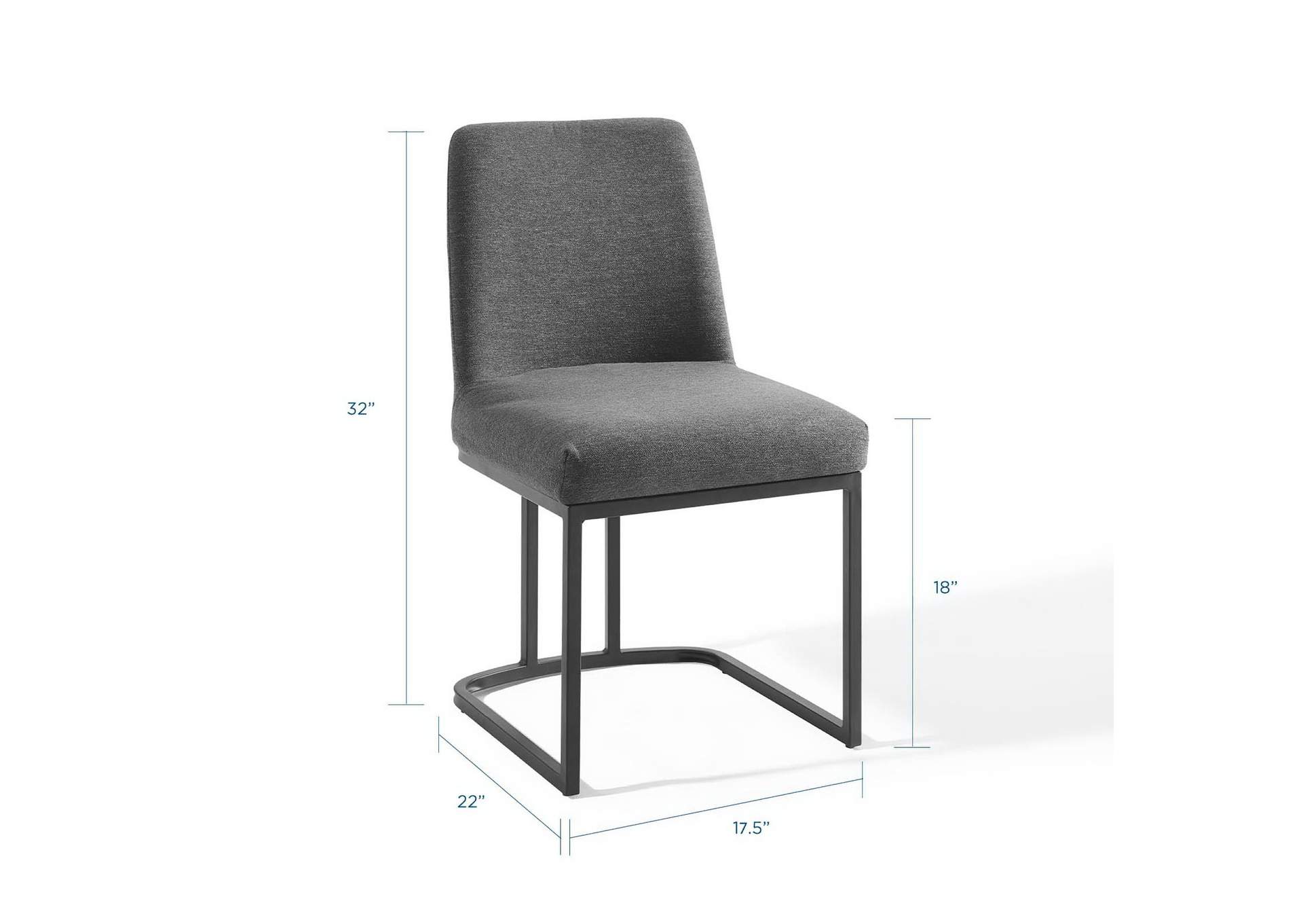 Black Charcoal Amplify Sled Base Upholstered Fabric Dining Side Chair,Modway