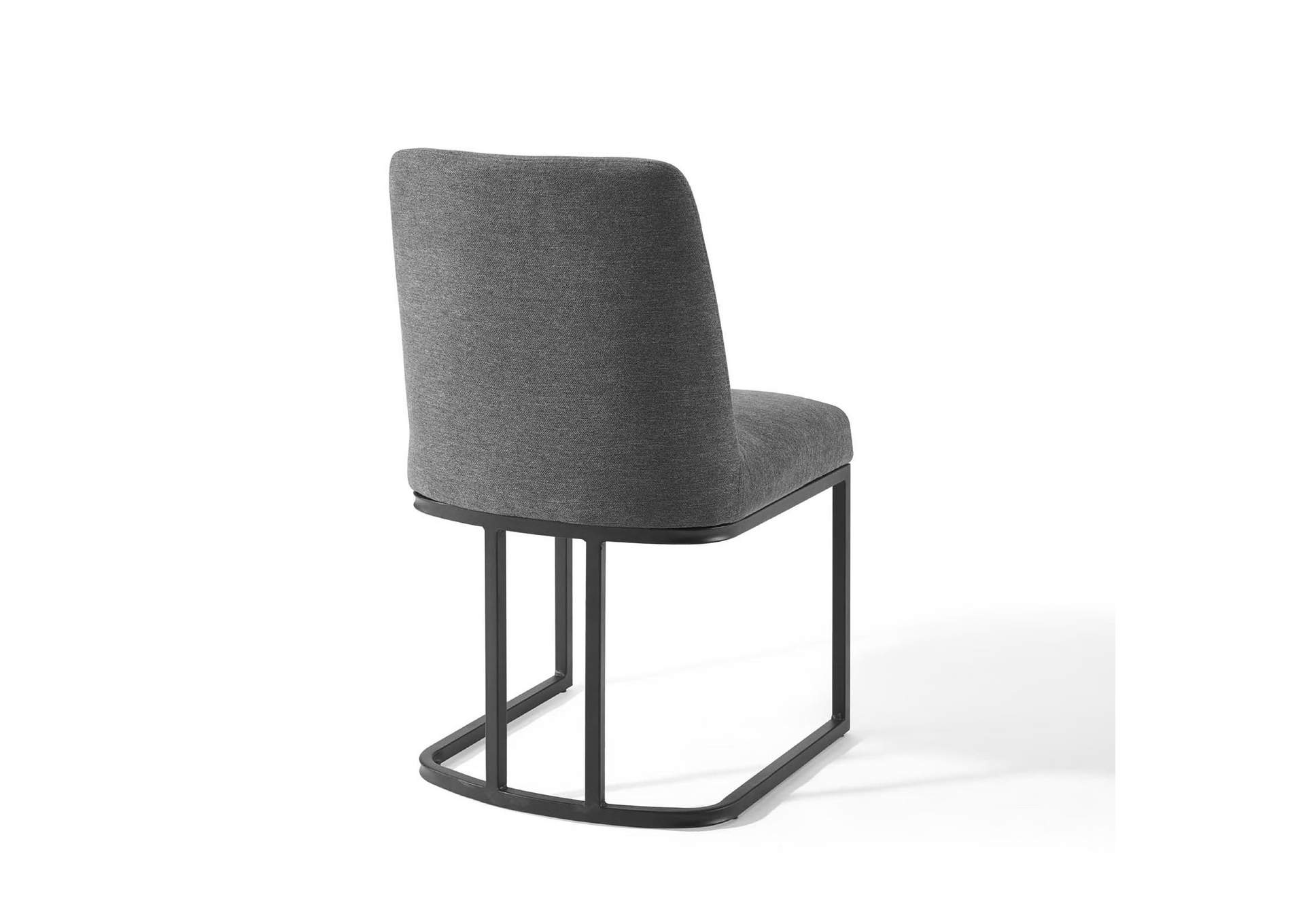 Black Charcoal Amplify Sled Base Upholstered Fabric Dining Side Chair,Modway
